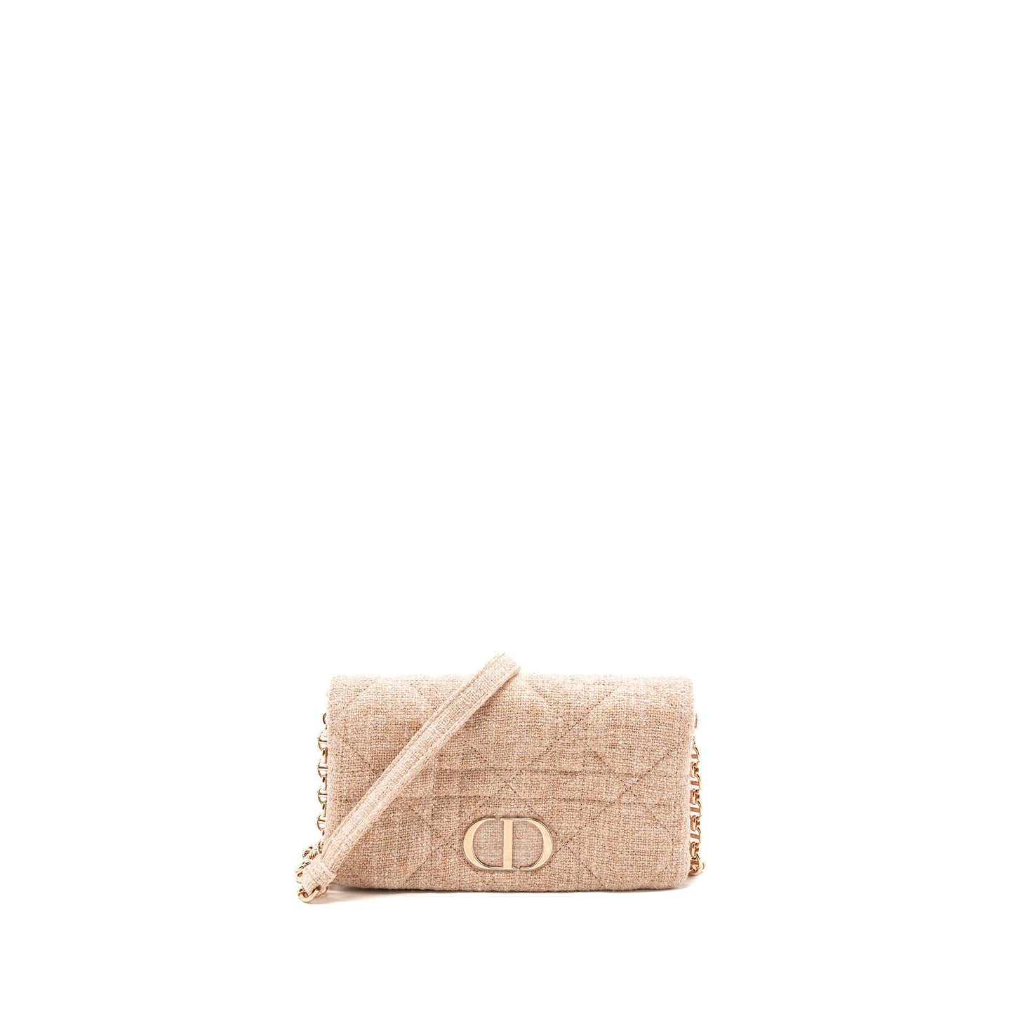 Luxury Dior Caro Pouch Canvas Light Pink with pink hardware