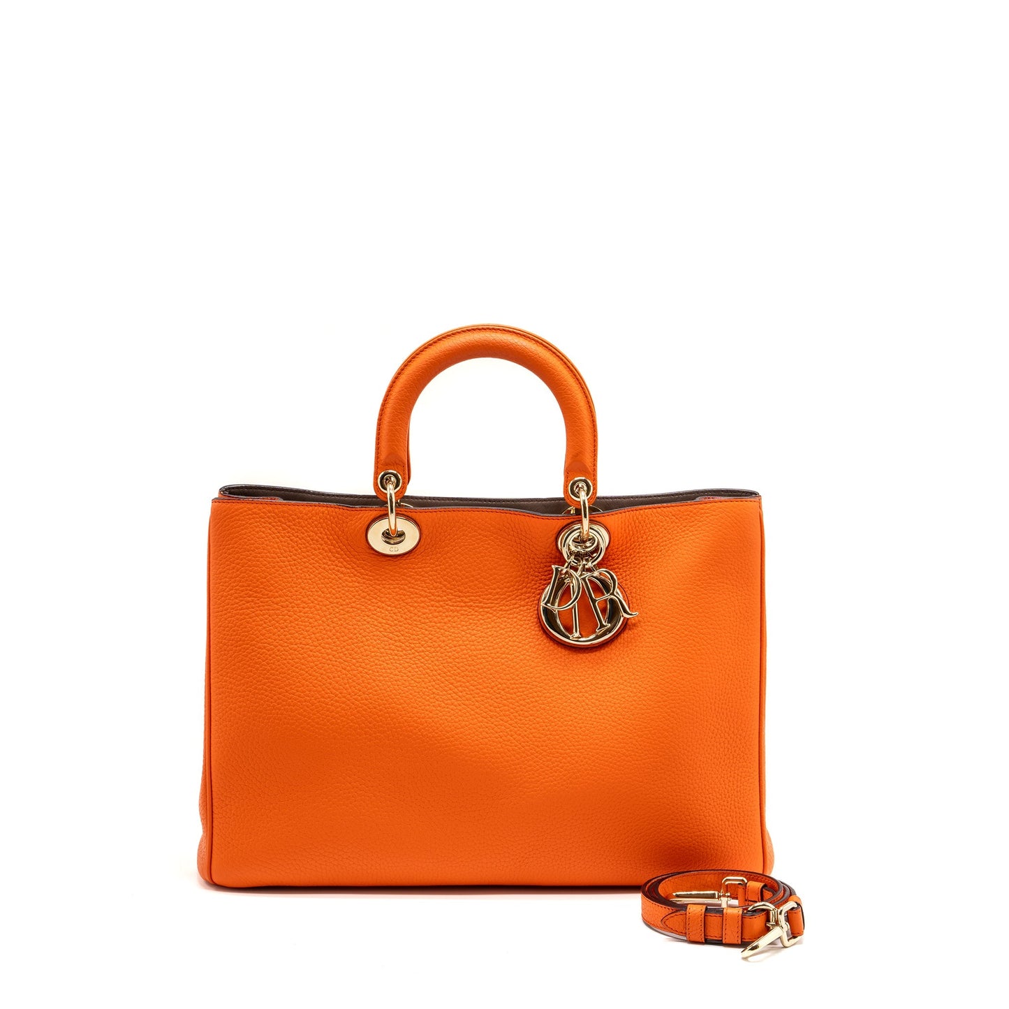 Luxury Dior large Luxury Diorissimo tote bag calfskin multicolor orange / brown GHW