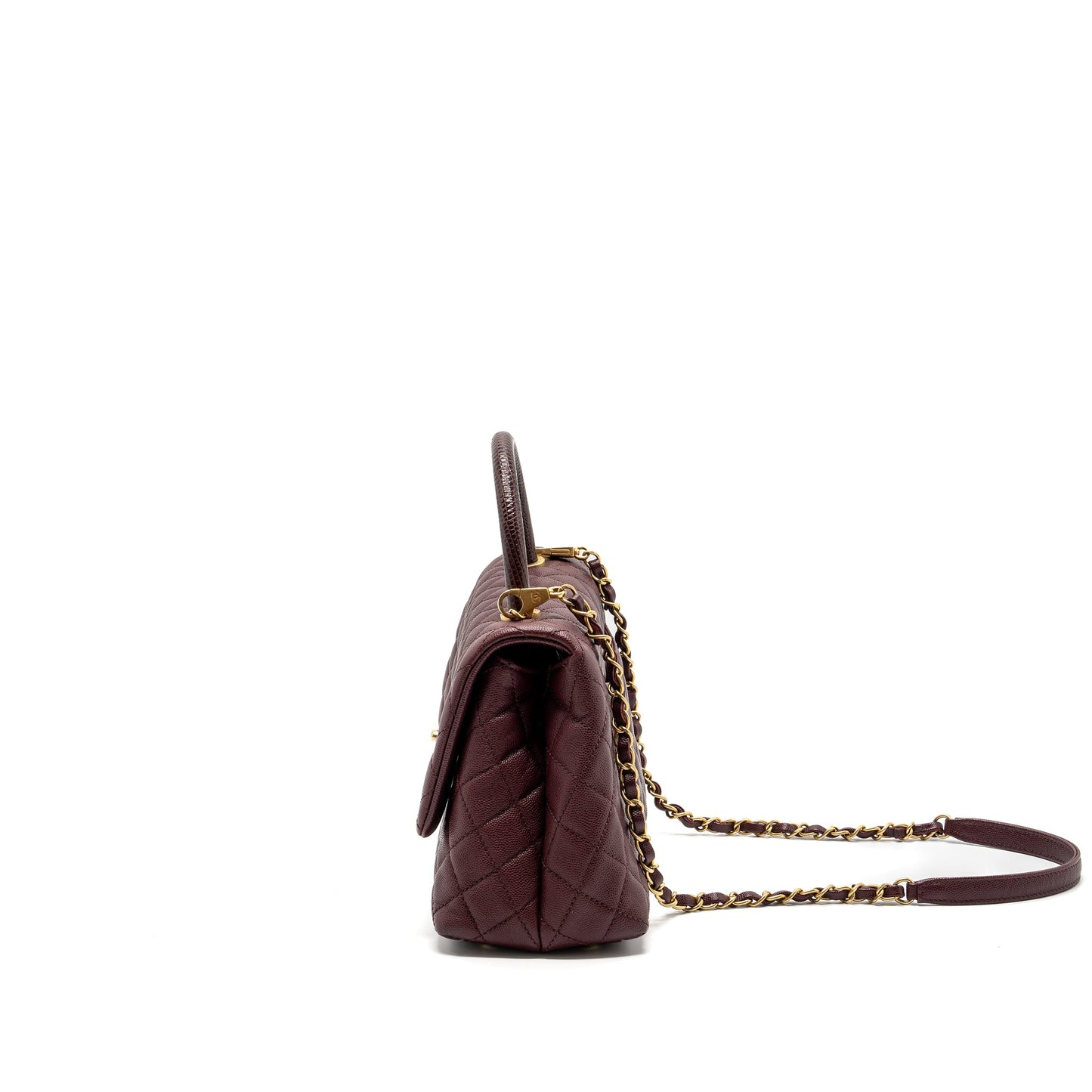 Chanel Medium Coco Handle With Lizard Handle Caviar Burgundy GHW
