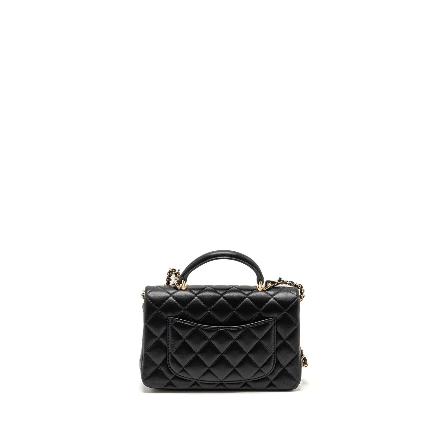 Chanel Top handle mini rectangular flap bag with lion charm lambskin black LGHW (microchip)