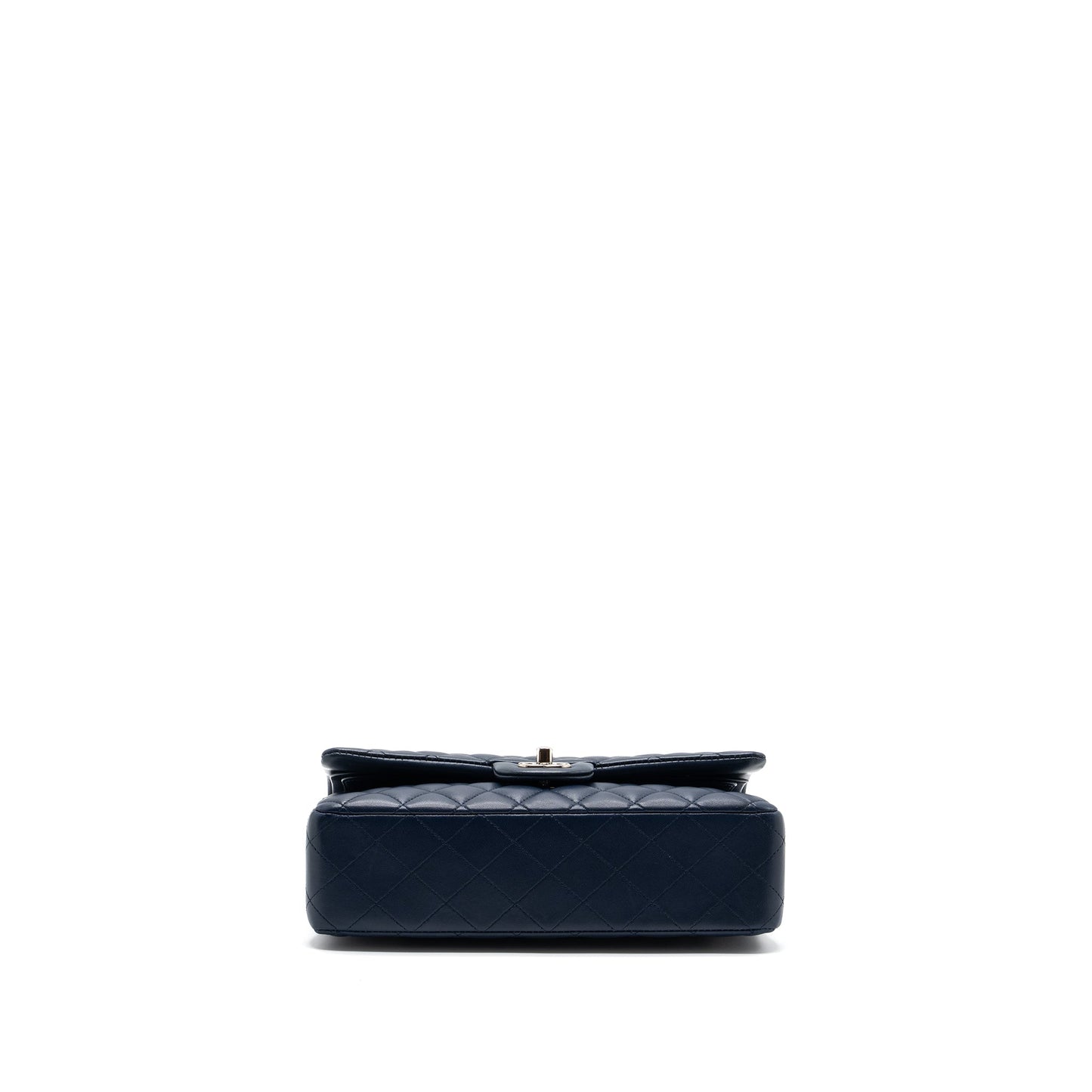 CHANEL MEDIUM CLASSIC DOUBLE FLAP BAG Lambskin Dark Blue SHW