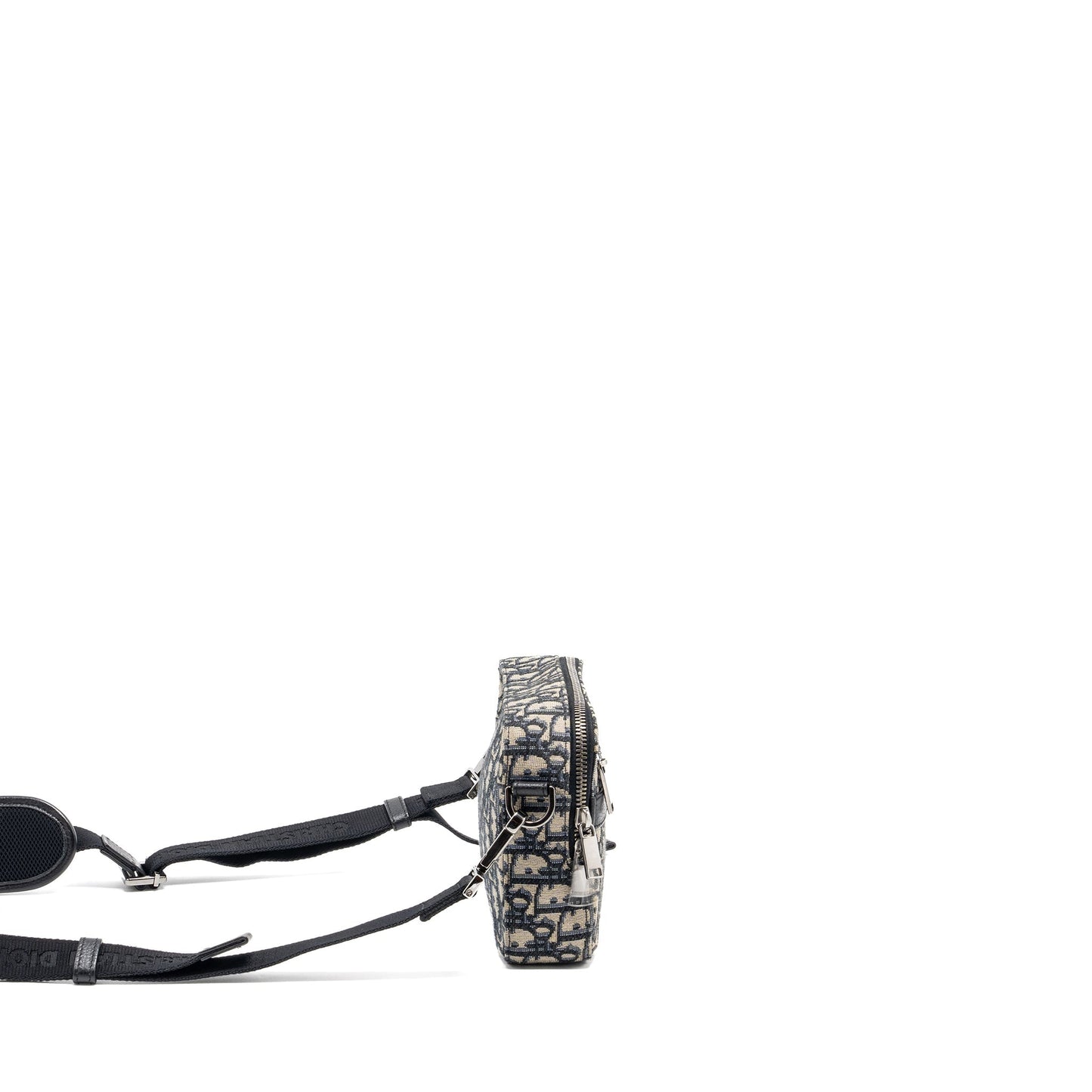 Luxury Dior safari bag with strap black Oblique jacquard SHW