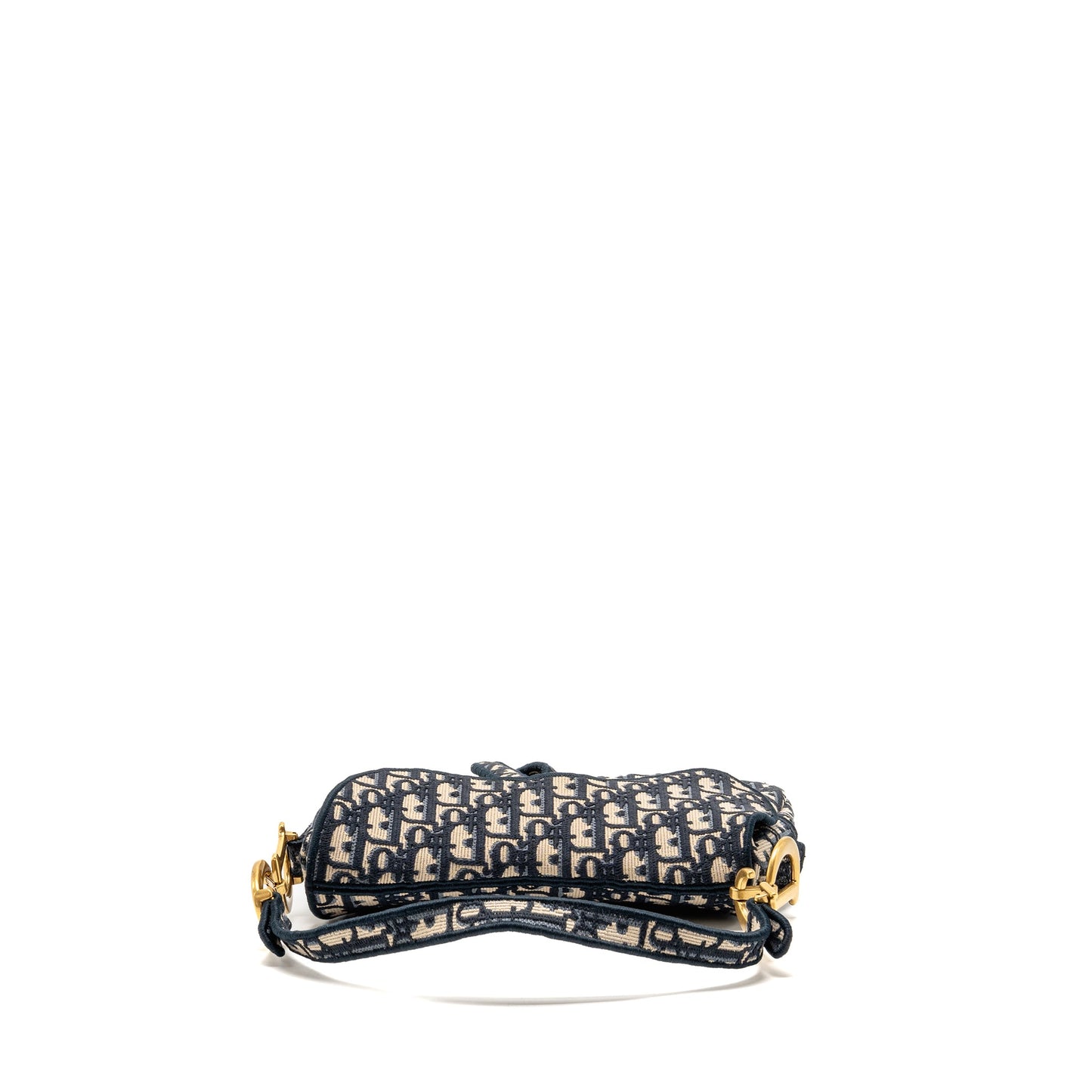 Dior Medium Saddle Bag Oblique Embroidery Canvas Blue GHW