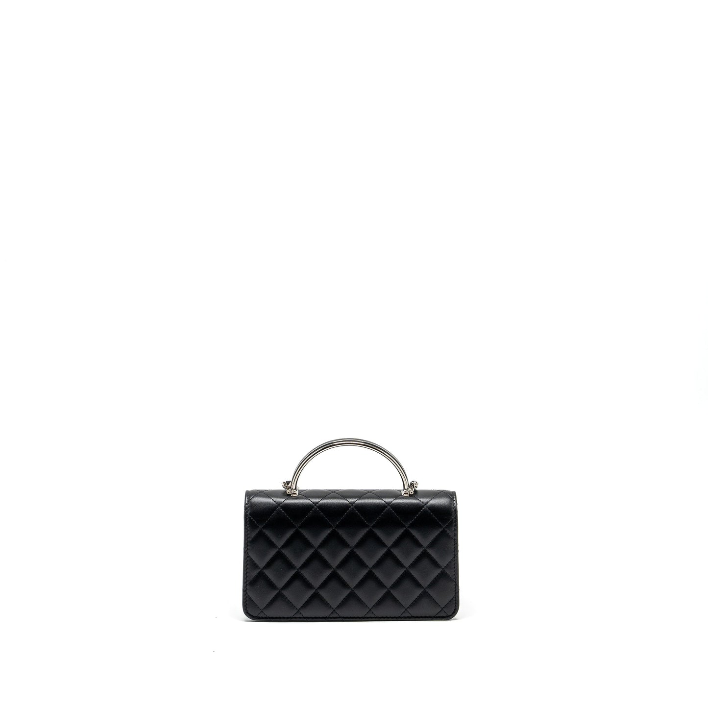 Chanel Top Handle Mini Wallet On Chain Flap Bag Lambskin Black SHW (Microchip)