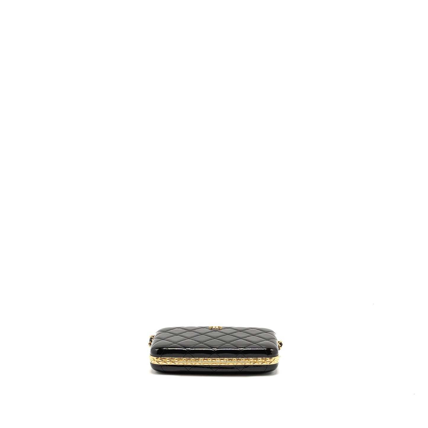 Chanel 21A CC Box with Chain Patent Black GHW