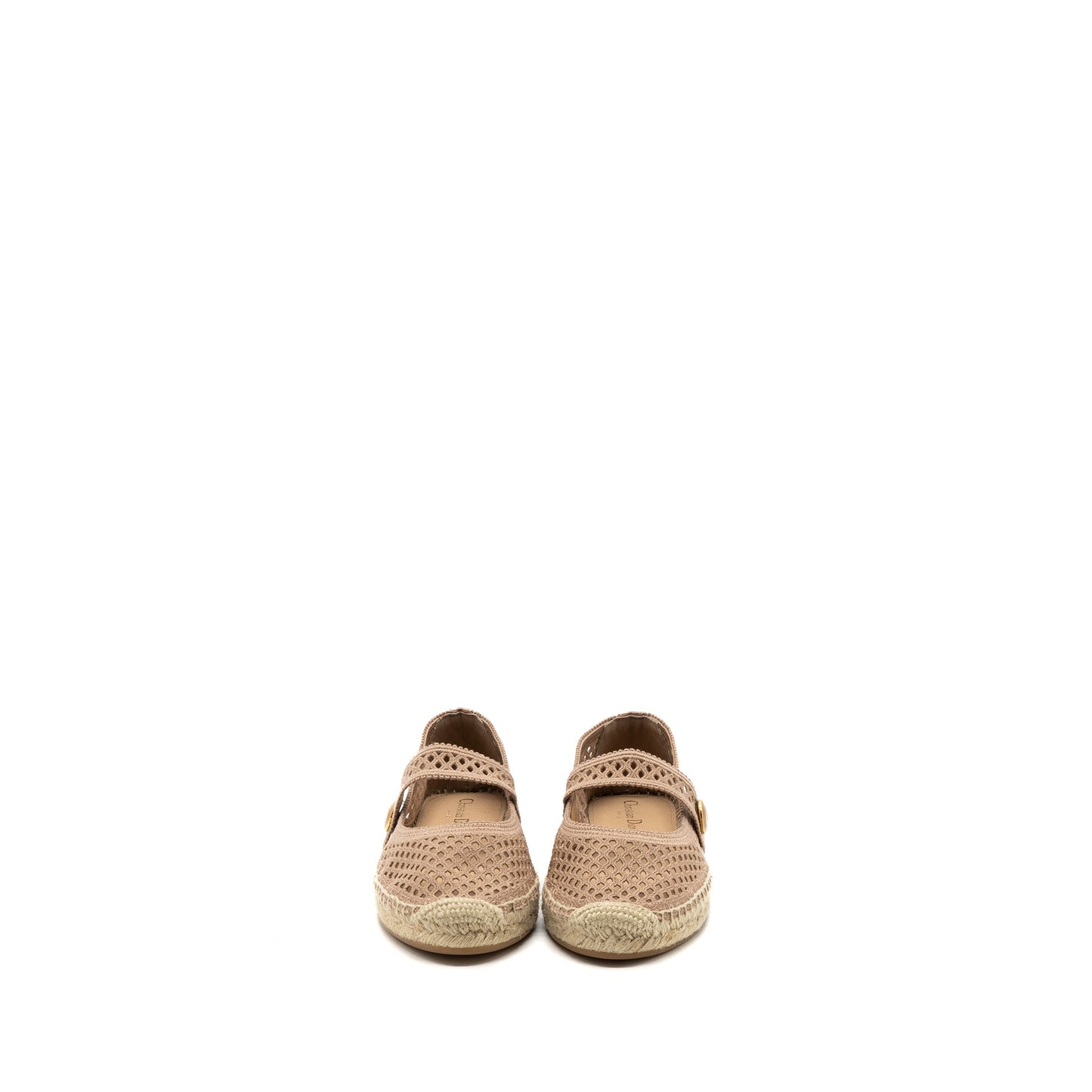 Luxury Dior Size 38 Caro espadrilles Fabric Light Pink GHW