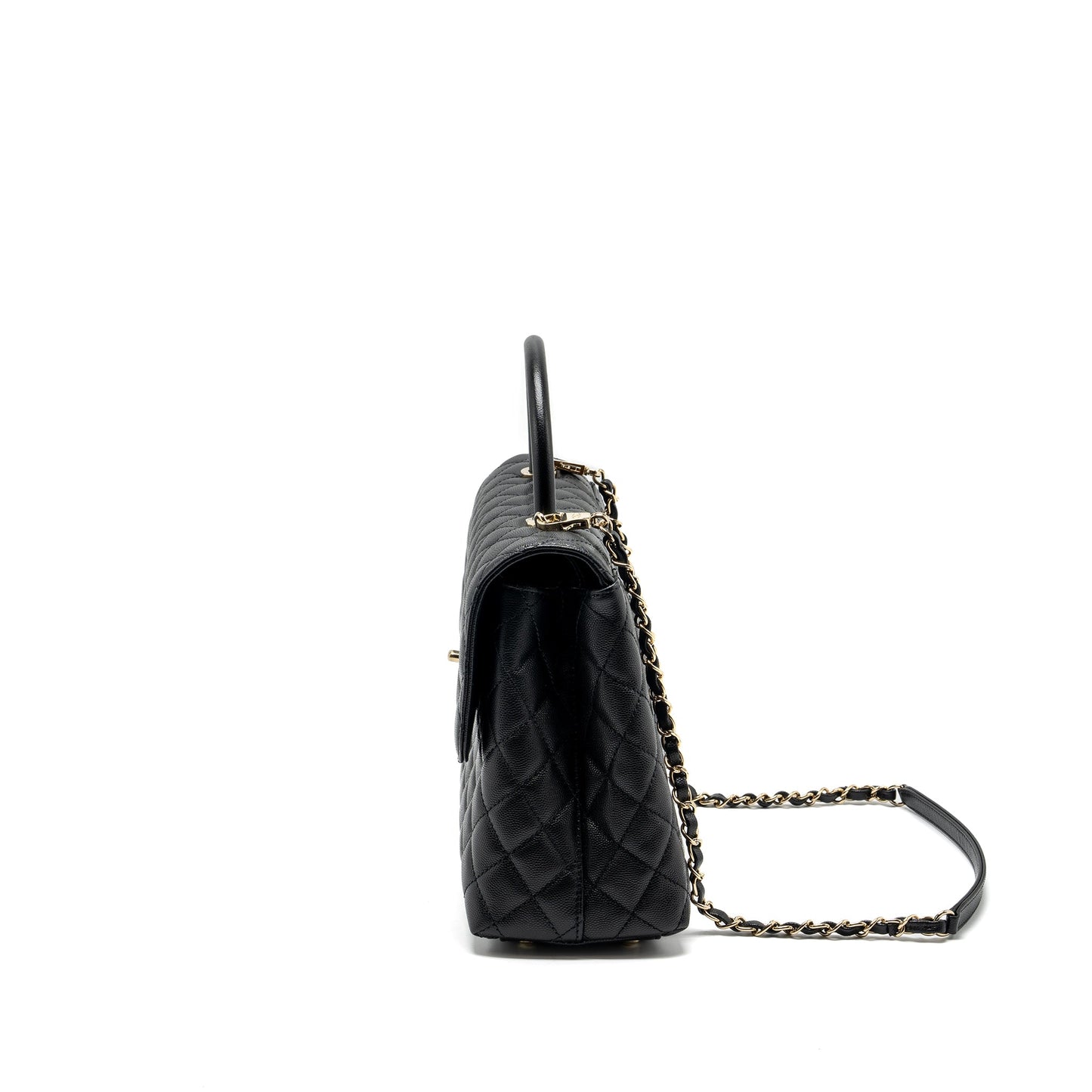 Chanel Large Coco Handle Caviar Black LGHW (Microchip)