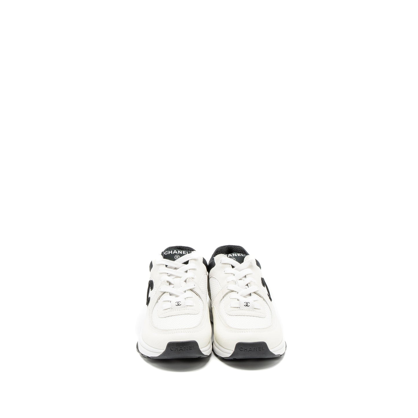 Chanel Size 38 Trainers Suede/Calfskin Black/White