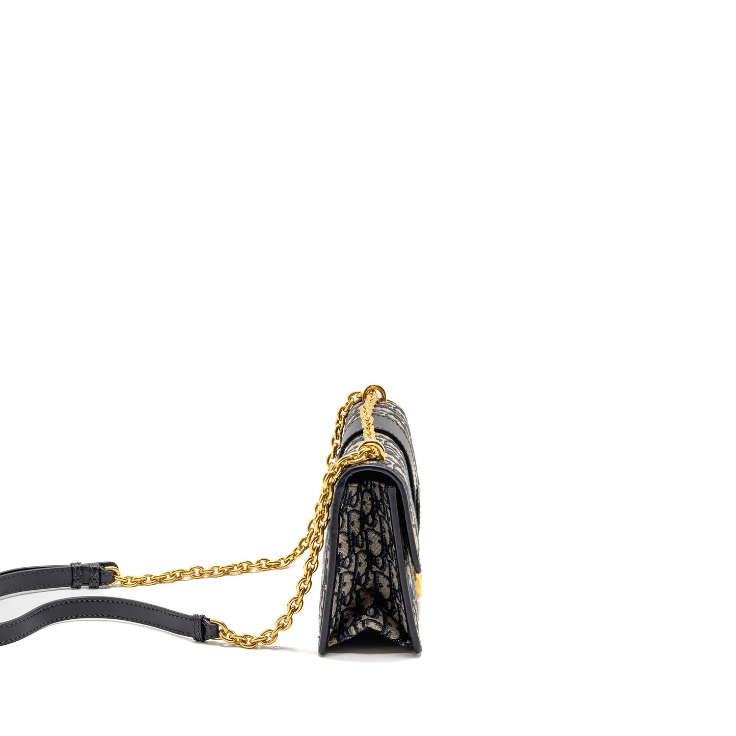 Luxury Dior 30 Montaigne Chain Bag Oblique Jacquard Blue GHW
