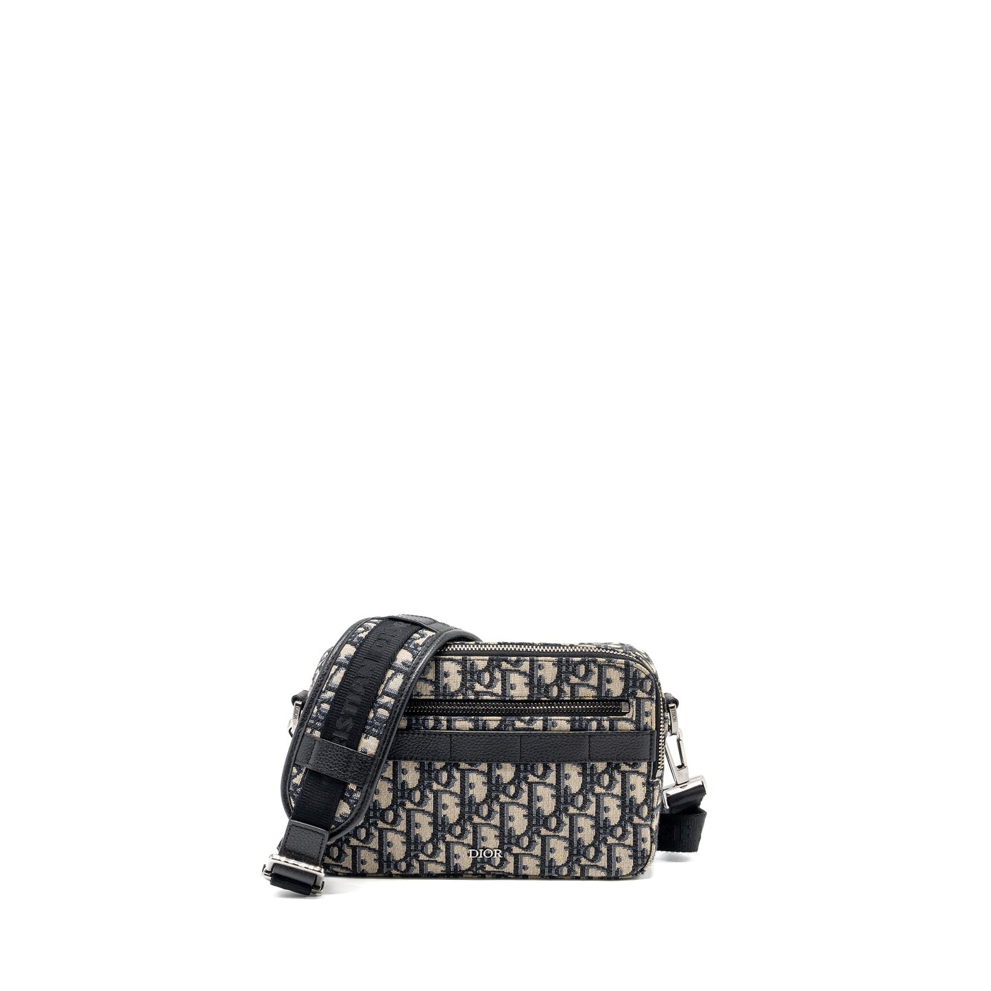 Luxury Dior safari bag with strap black Oblique jacquard SHW