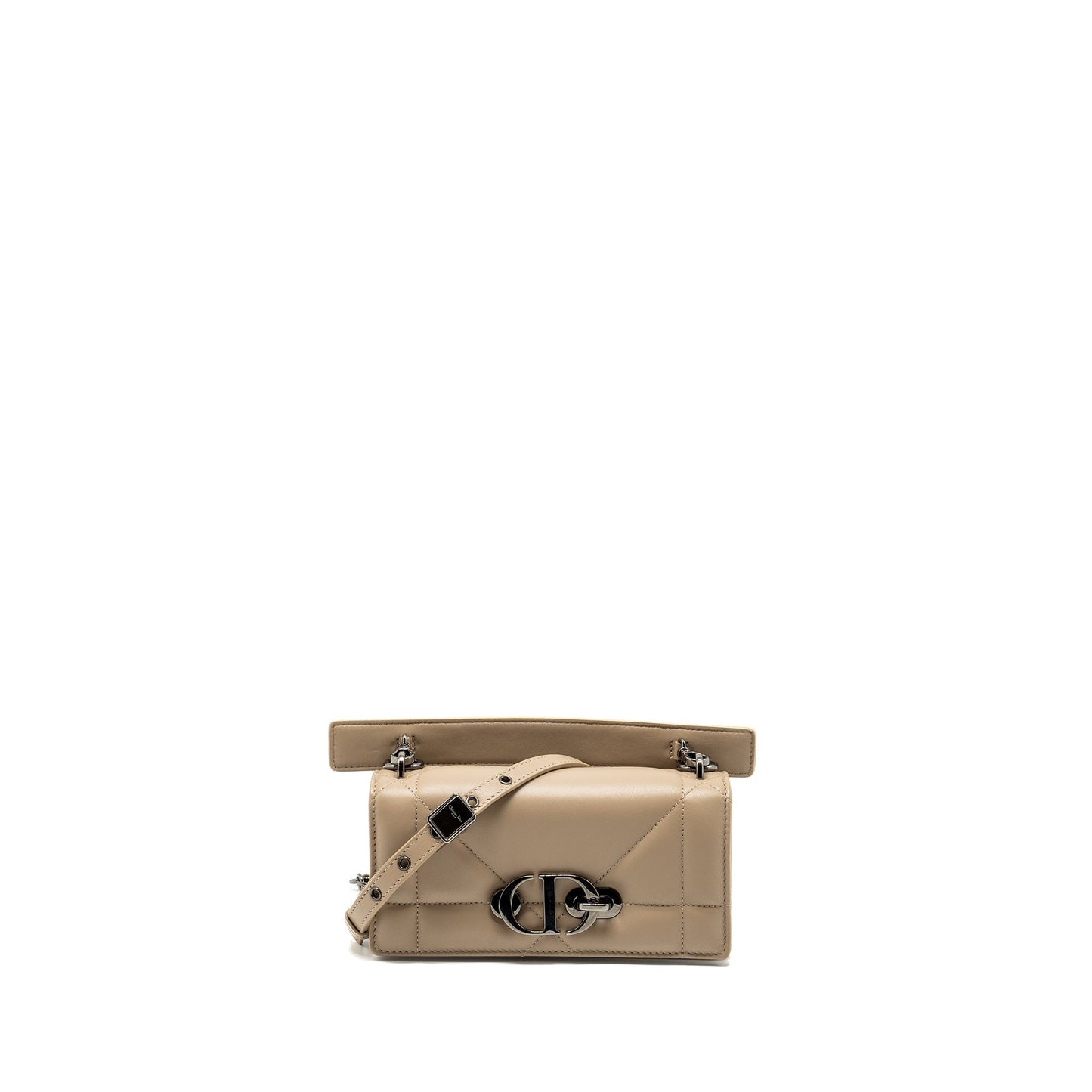 Luxury Dior 30 Montaigne Pouch with Shoulder strap lambskin beige black hardware