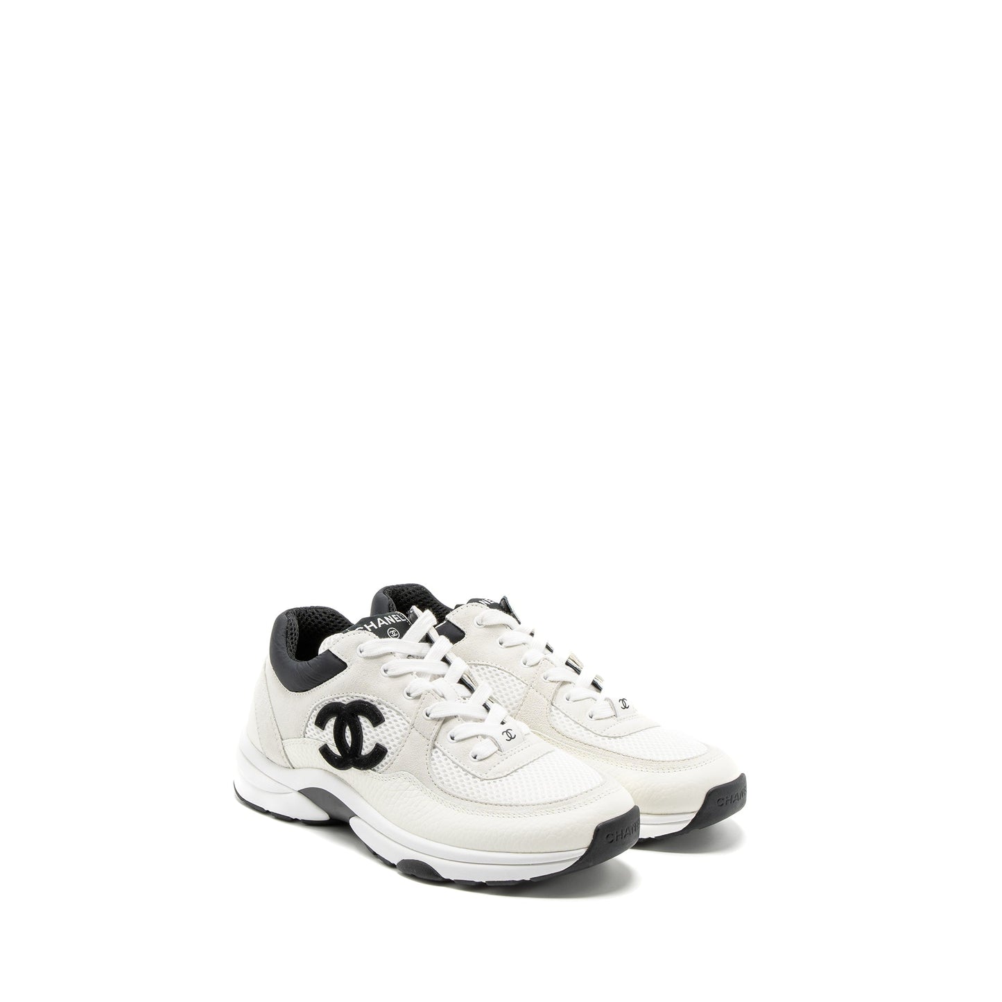 Chanel Size 38 Trainers Suede/Calfskin Black/White