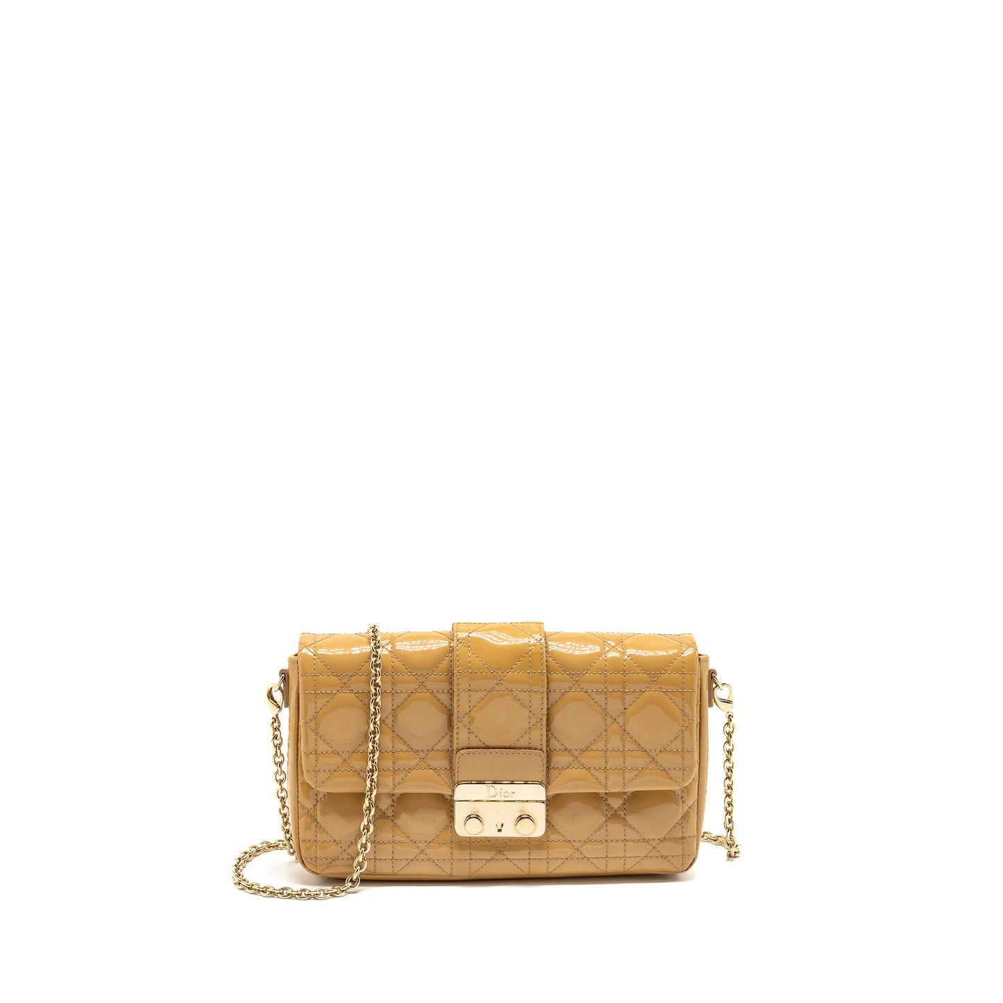 Dior Miss Dior Wallet On Chain Cannage Patent Beige LGHW