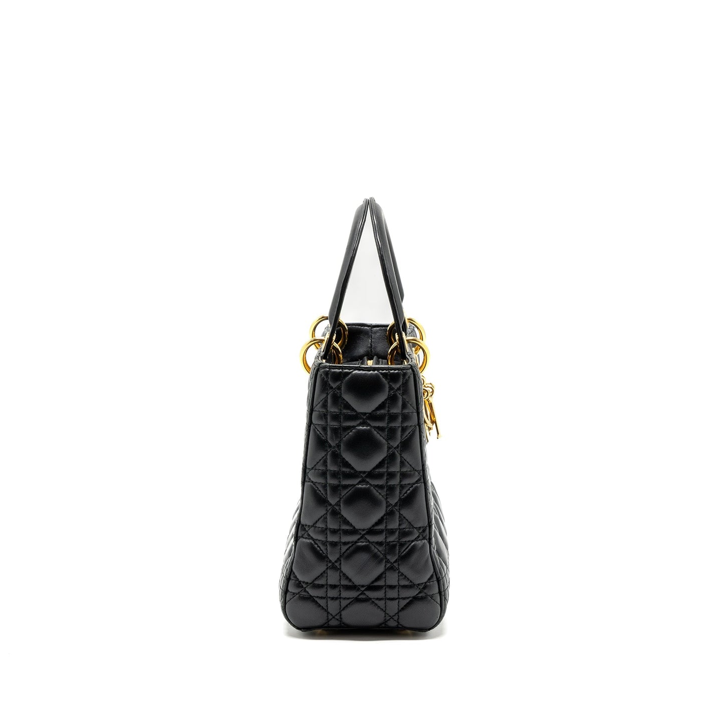 Luxury Dior Medium Lady Luxury Dior Lambskin Black GHW