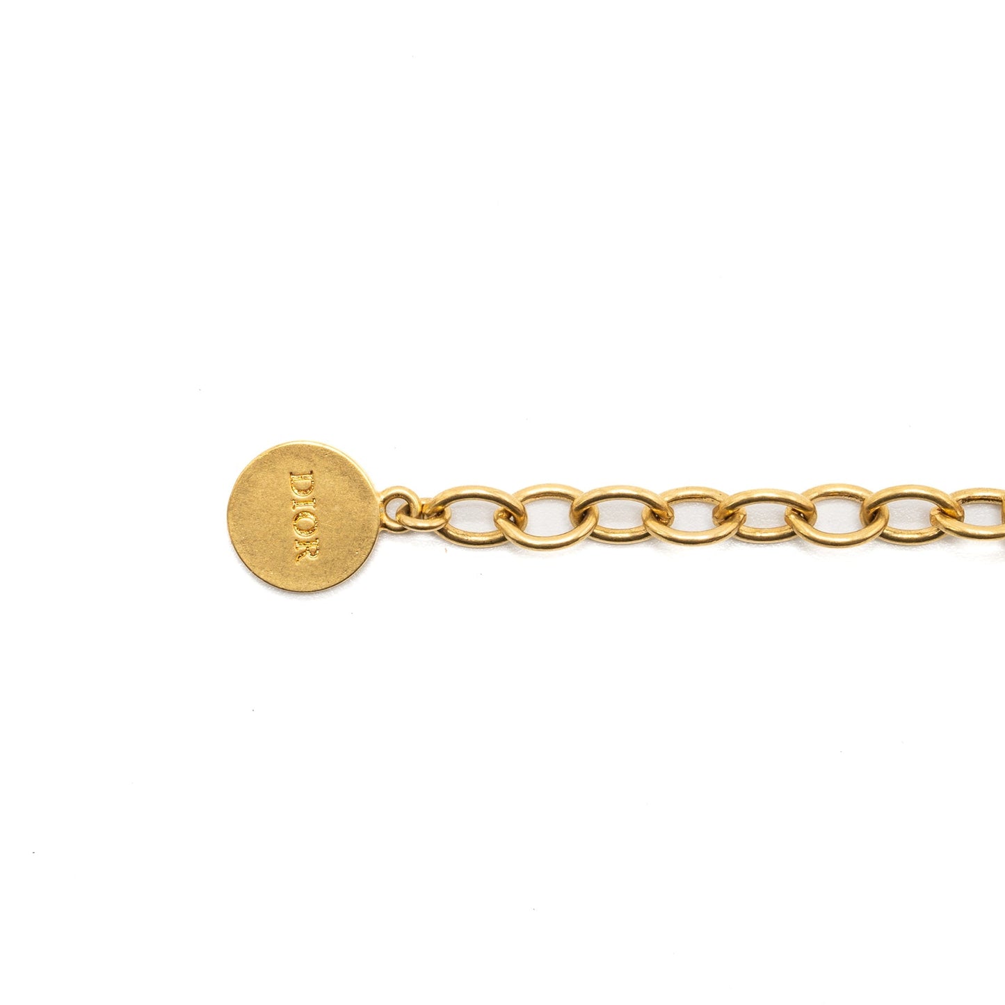 Luxury Dior CD and chain bracelet brushed gold tone
