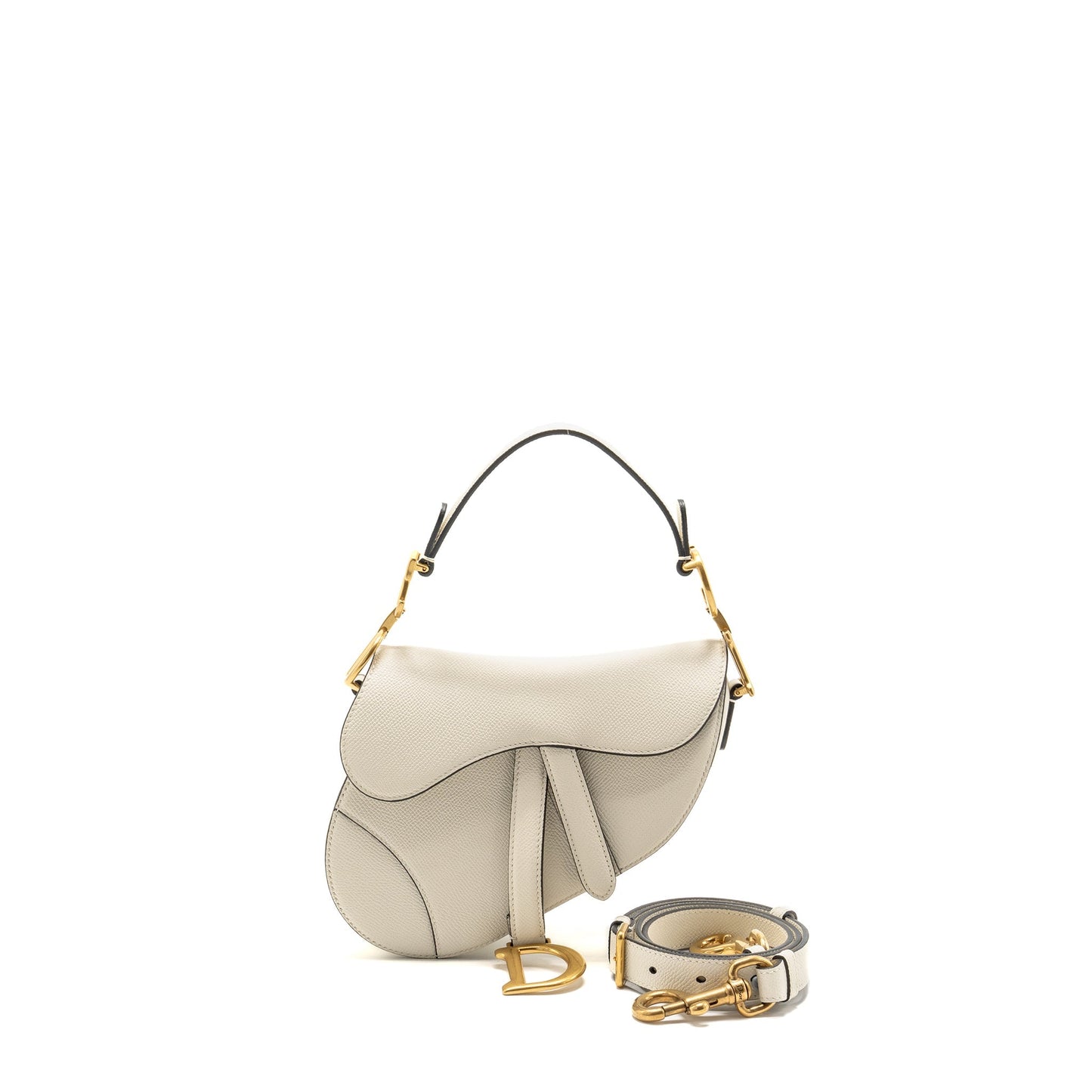 Luxury Dior Mini Saddle Bag Calfskin White GHW