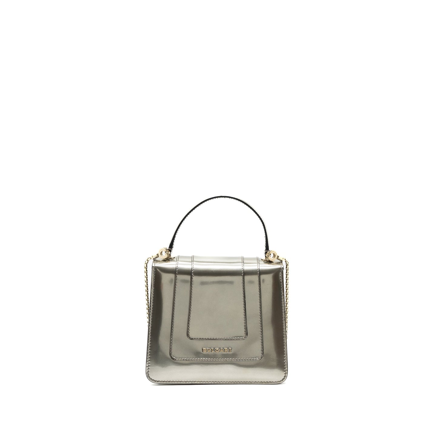 Bvlgari Top Handle Serpenti Forever Corssbody Bag Calfskin Metallic Silver LGHW