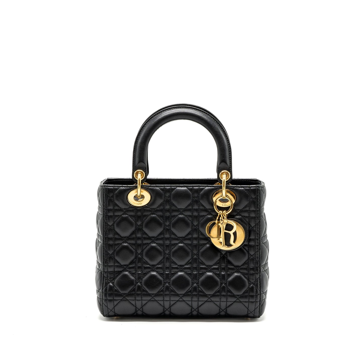 Luxury Dior Medium Lady Luxury Dior Lambskin Black GHW