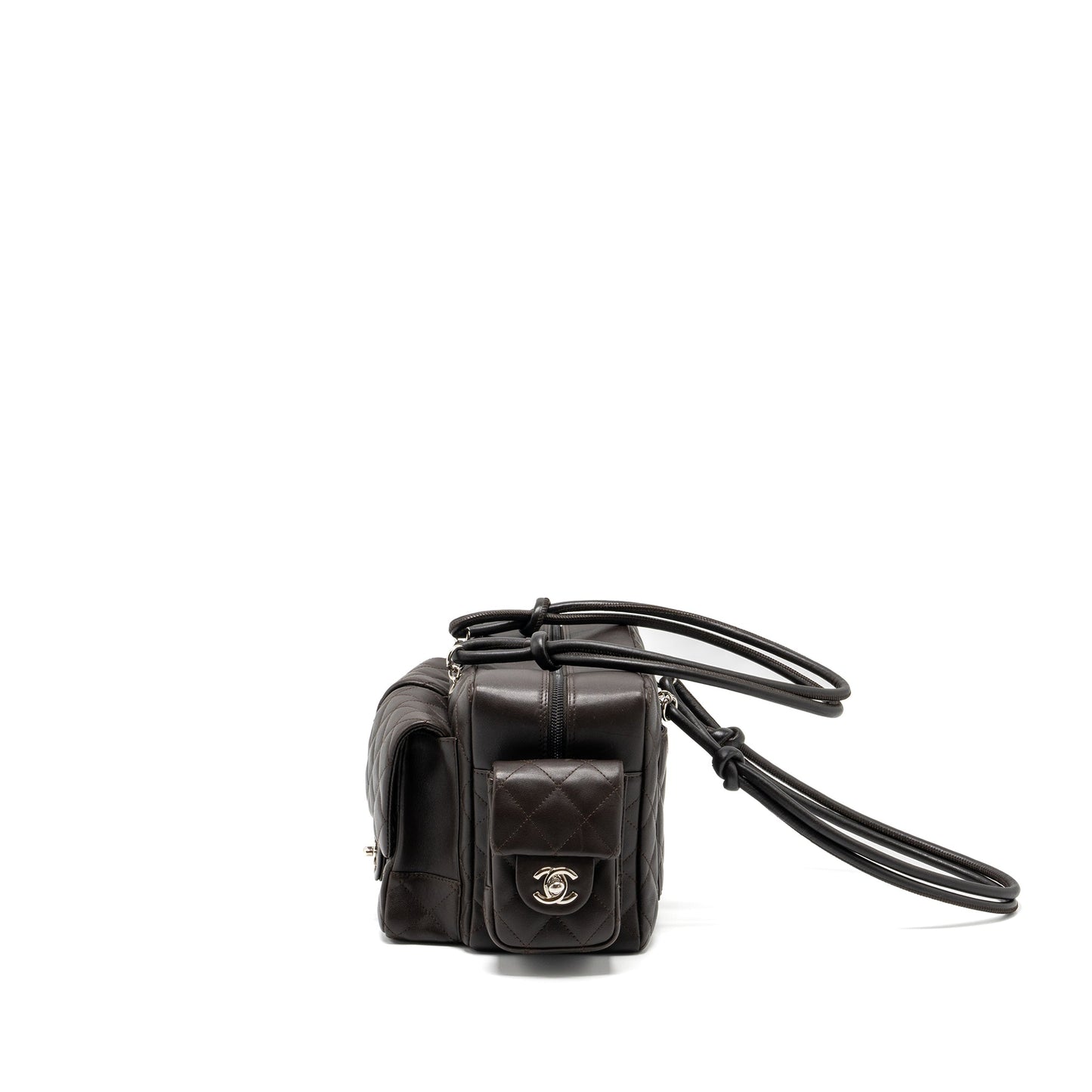 Chanel Vintage Cambo Reporter Bag Calfskin Dark Brown SHW
