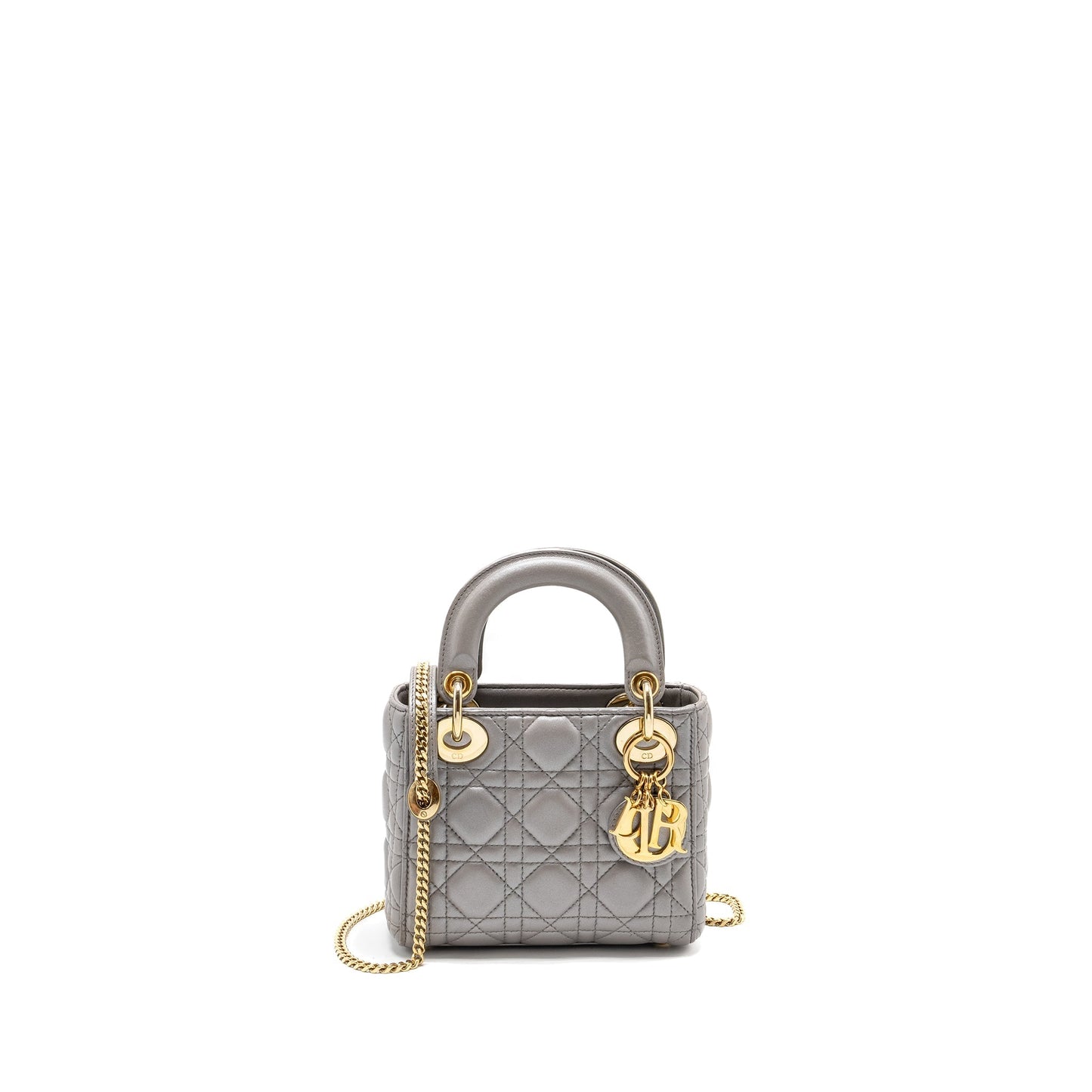 Luxury Dior Mini Lady Luxury Dior Lambskin Iridescent Grey LGHW