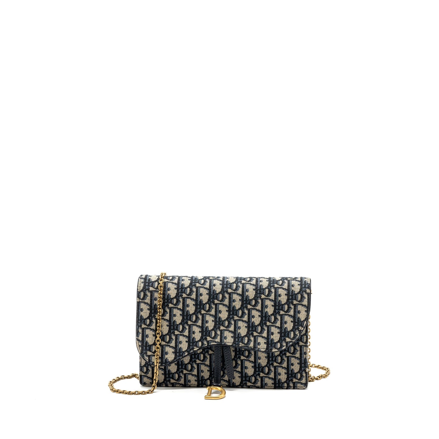 Luxury Dior Saddle Pouch With Chain Luxury Dior Oblique Jacquard blue GHW