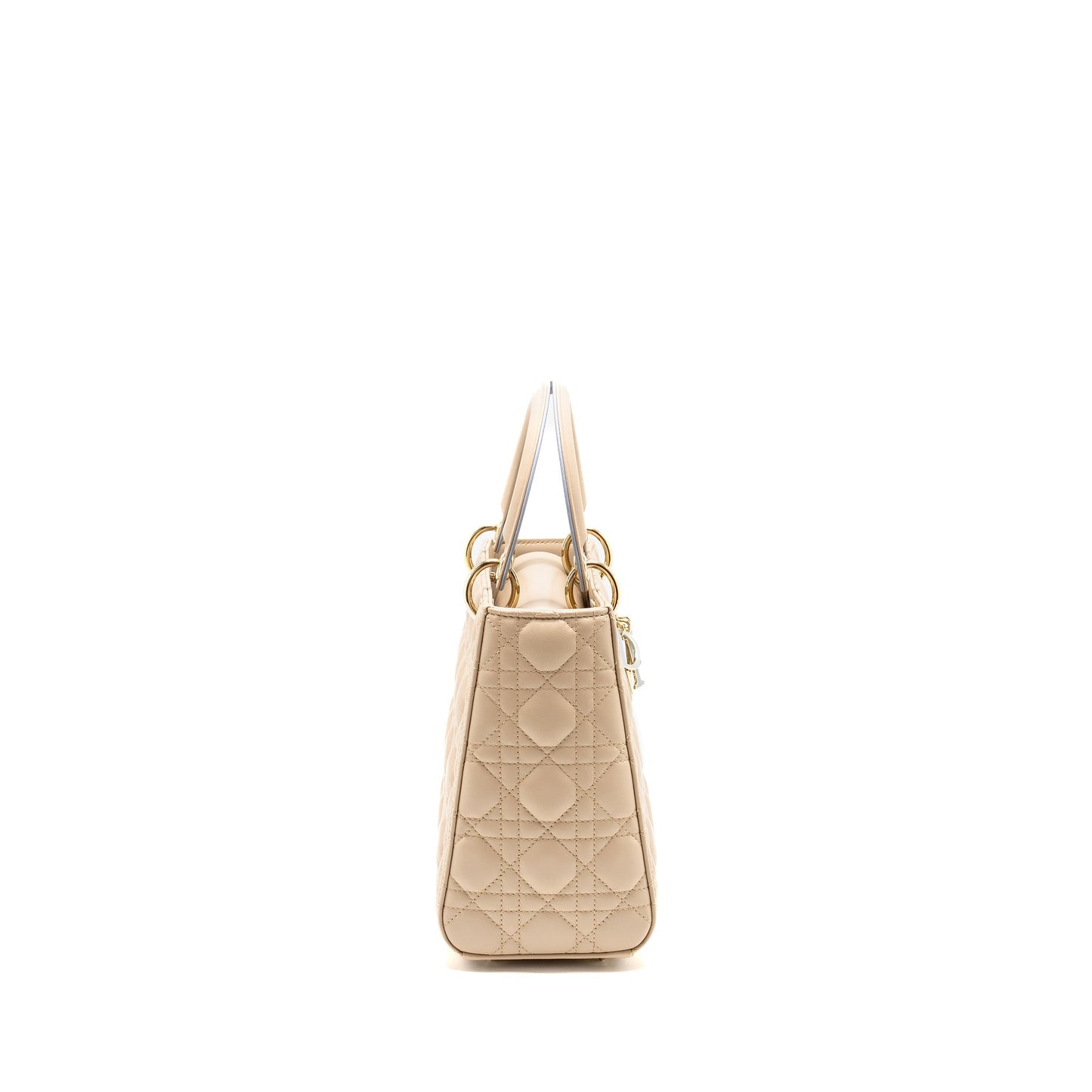 Luxury Dior Medium Lady Luxury Dior Lambskin Beige/Blue LGHW