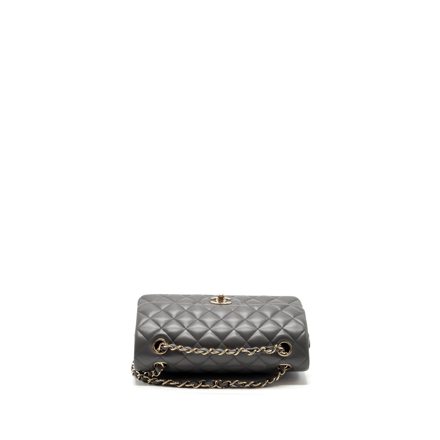 Chanel 22A Small Classic Double Flap Bag Lambskin Grey LGHW(Microchip)