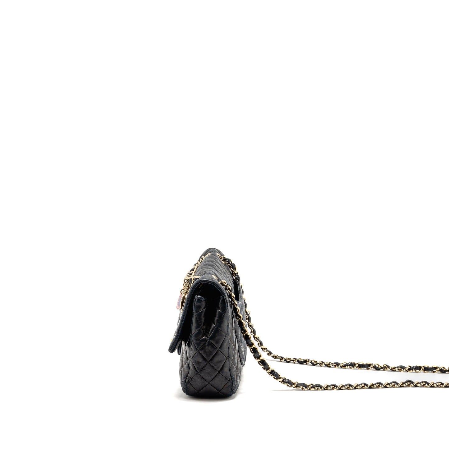 Chanel heart charms flap bag quilted Lambskin black GHW