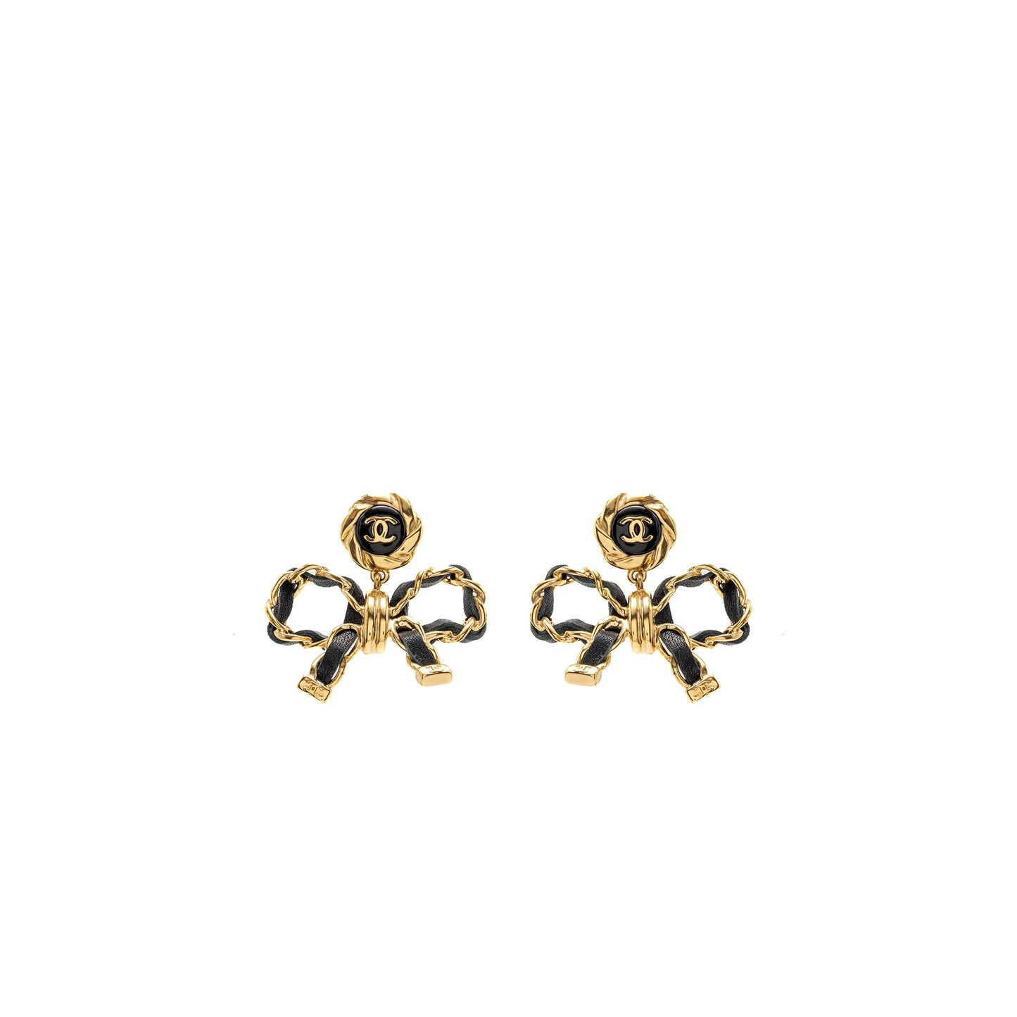 Chanel CC Logo  Bow Drop Earrings Large Model LGHW