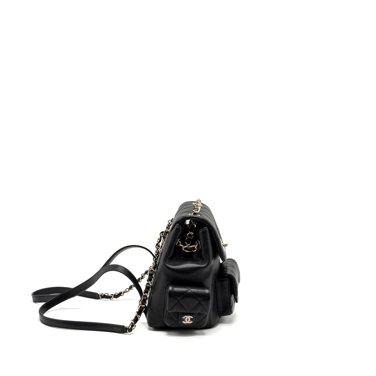 Chanel 23K triple pocket backpack caviar black LGHW (microchip)