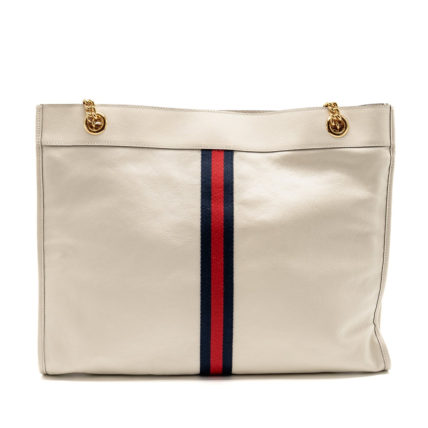 Gucci Rajah large chain tote bag leather white GHW