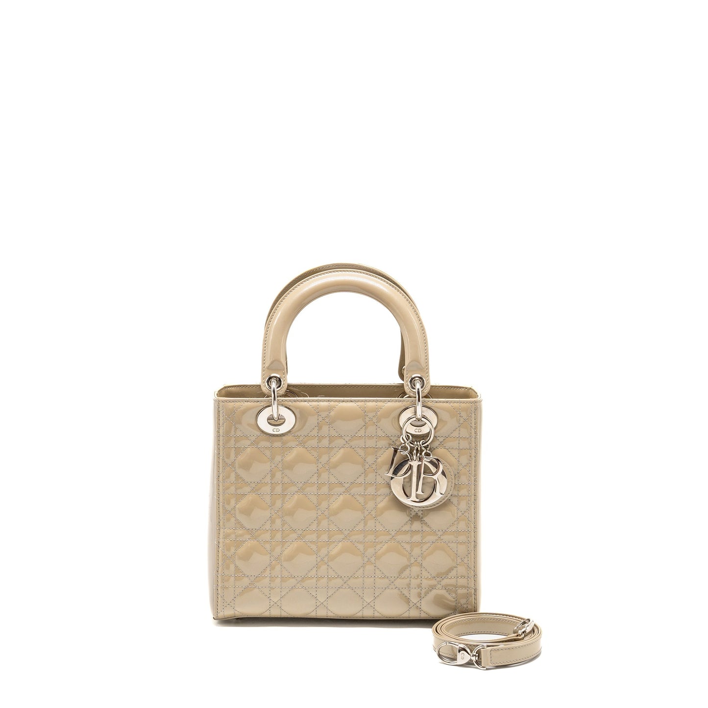 Luxury Dior Medium Lady Luxury Dior Patent Beige SHW