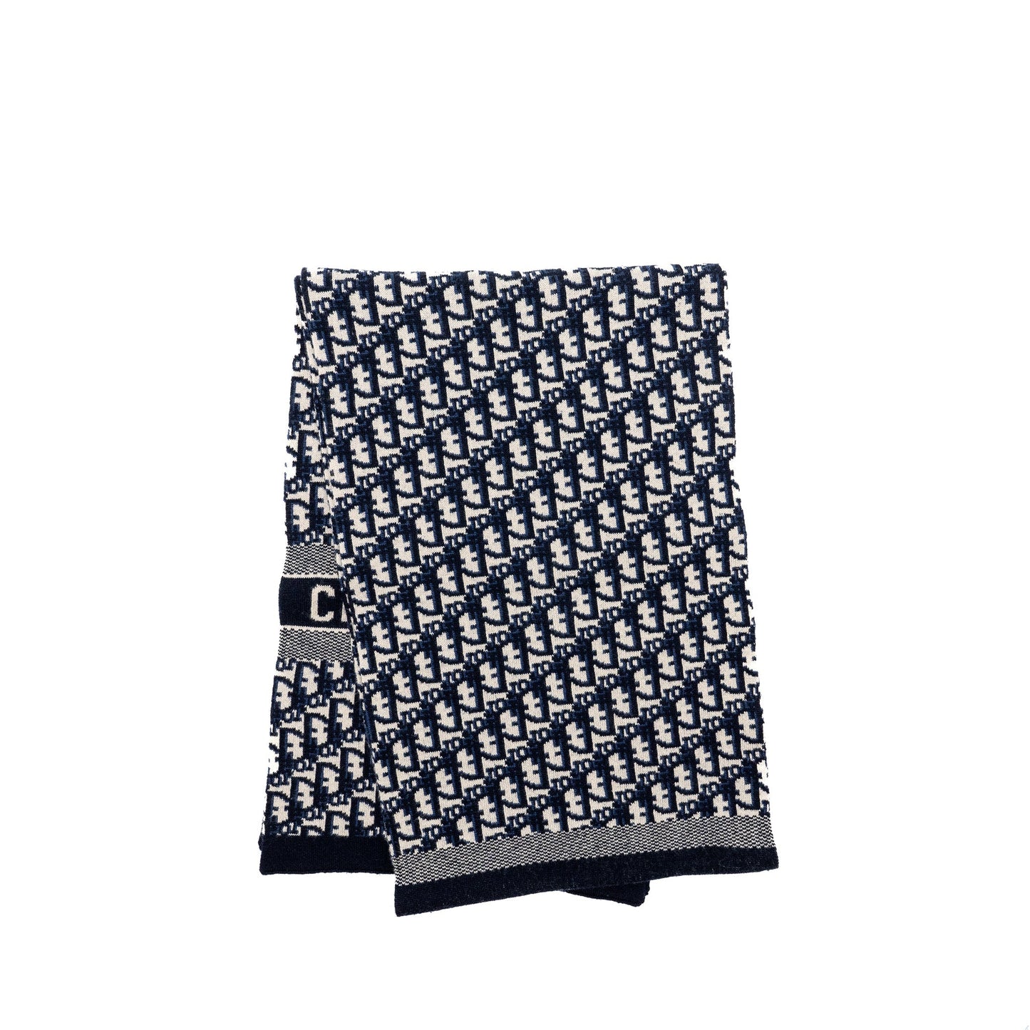 Luxury Dior Oblique Scarf Wool/Cashmere Navy