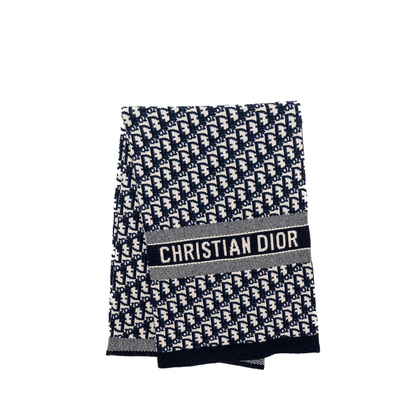 Luxury Dior Oblique Scarf Wool/Cashmere Navy