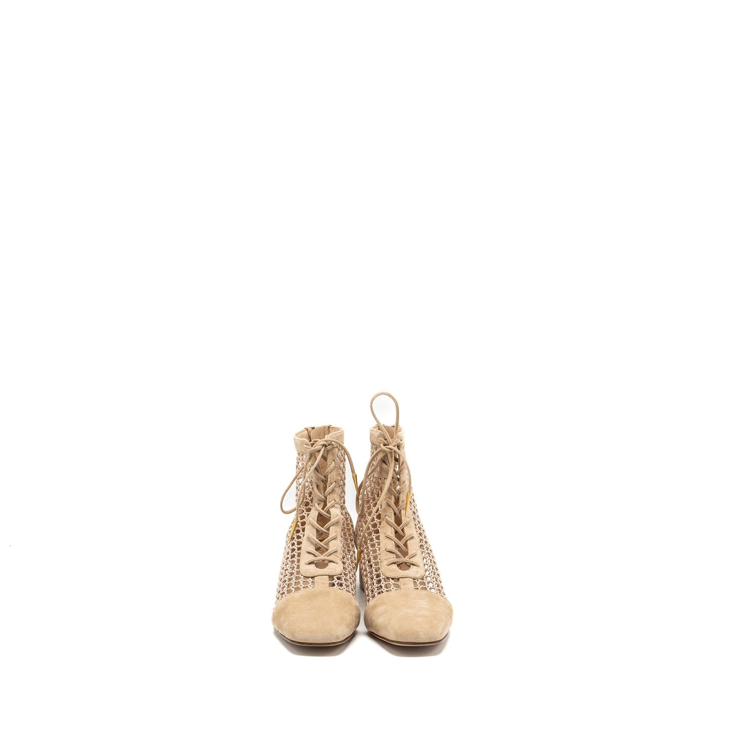 Luxury Dior Size 37.5 Naughtily-D Boots Suede/Resille Nude GHW