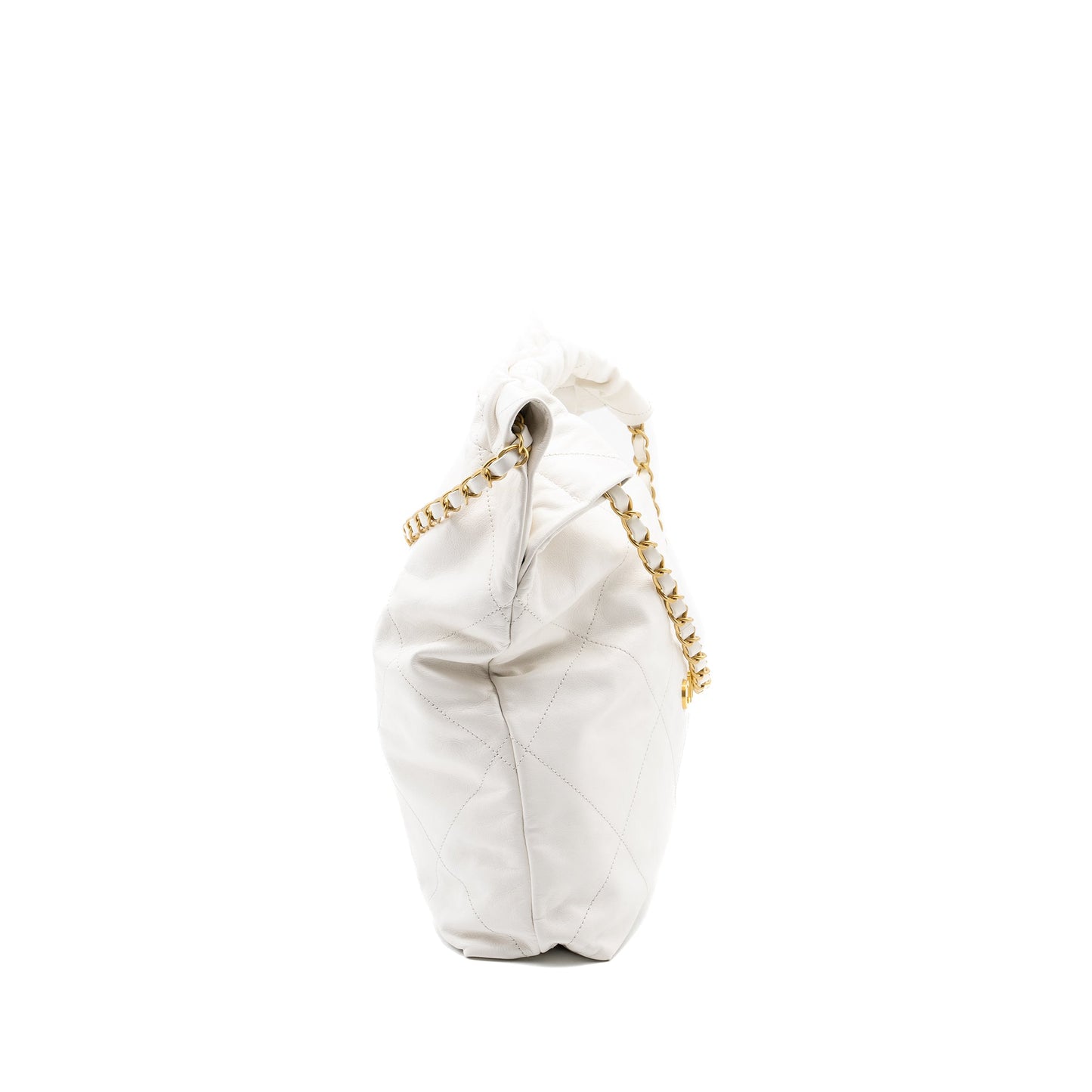 Chanel Medium 22bag calfskin white GHW (microchip)