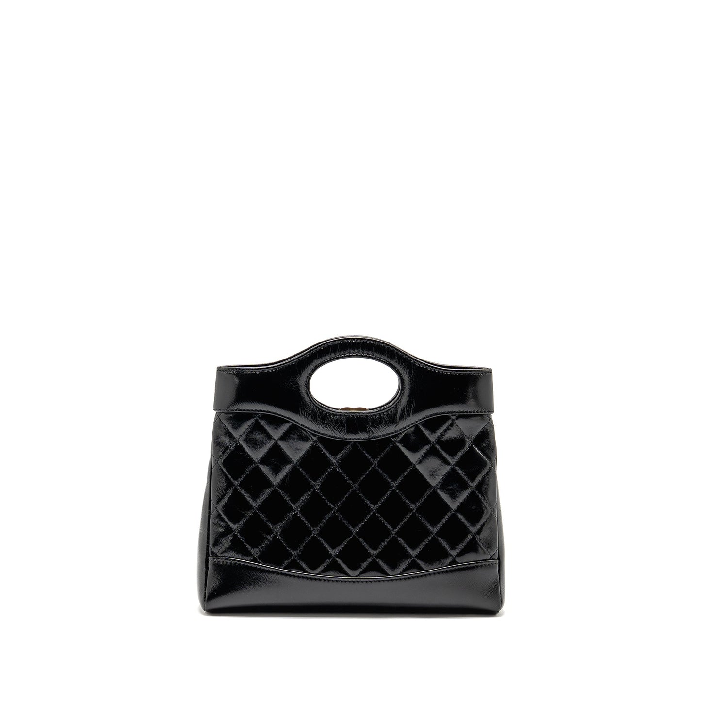 Chanel 25P Mini 31 Bag Shiny Lambskin Black LGHW (Microchip)