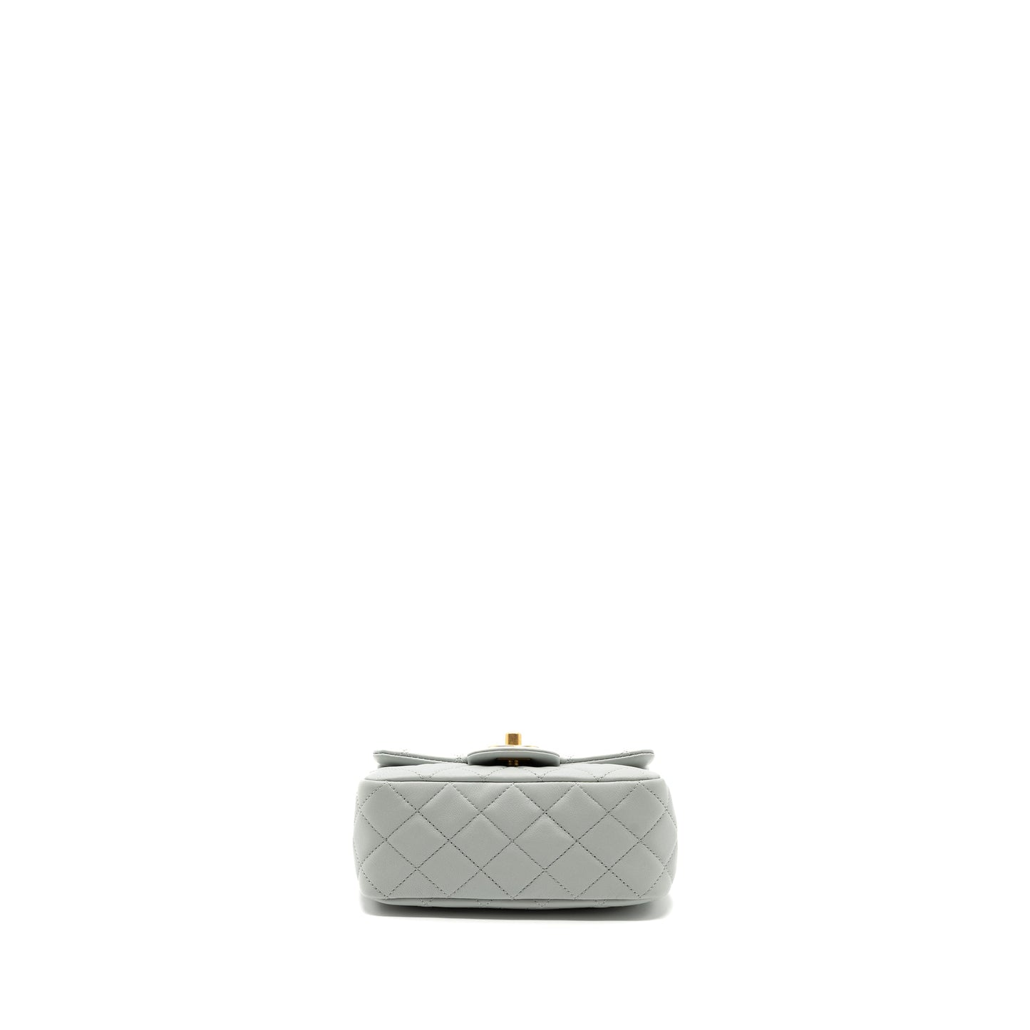 Chanel 23C pearl crush mini square flap bag lambskin grey GHW (microchip)
