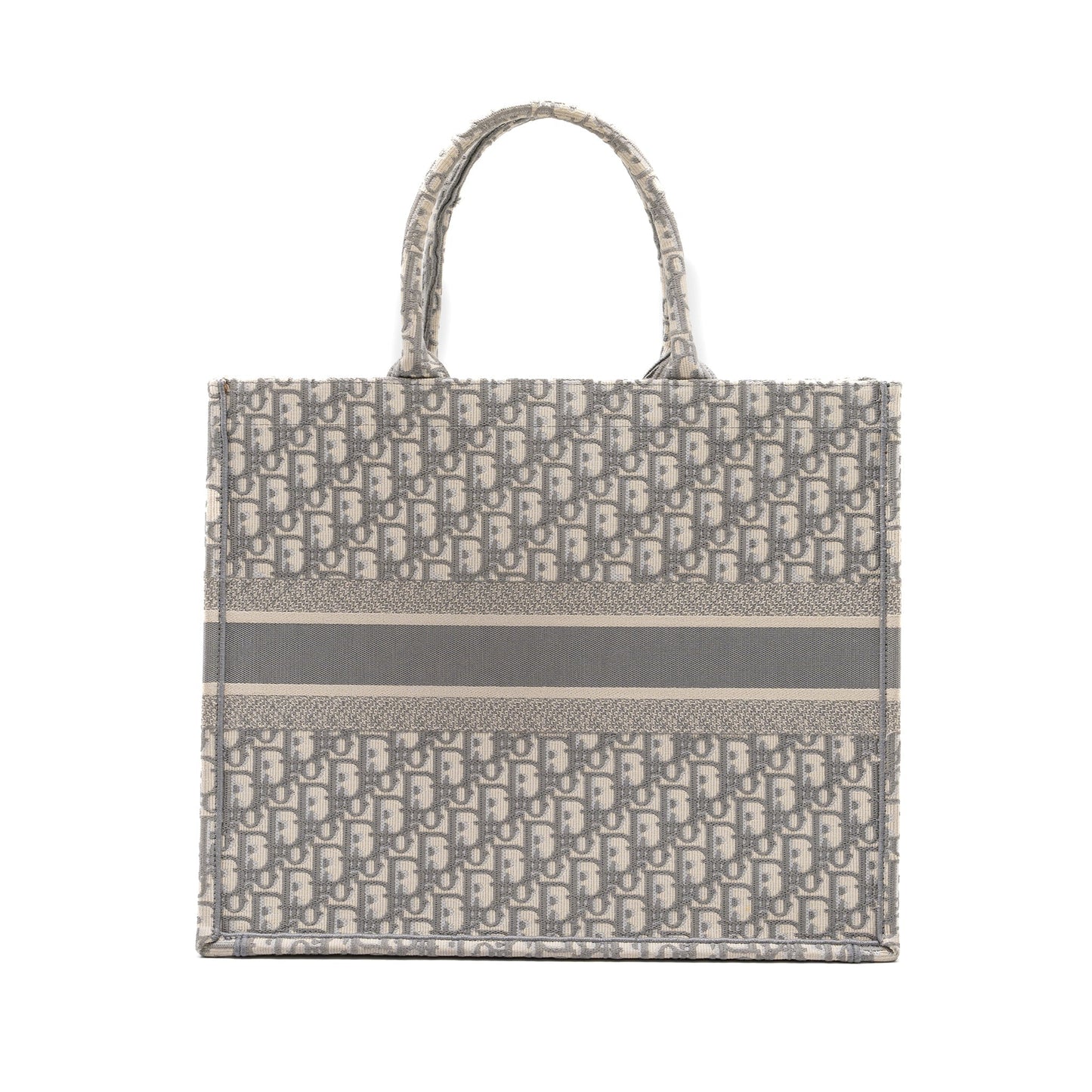 Luxury Dior large book tote Luxury Dior Oblique Embroidery Ecru/ Grey