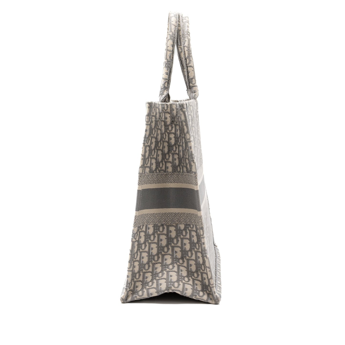 Luxury Dior large book tote Luxury Dior Oblique Embroidery Ecru/ Grey