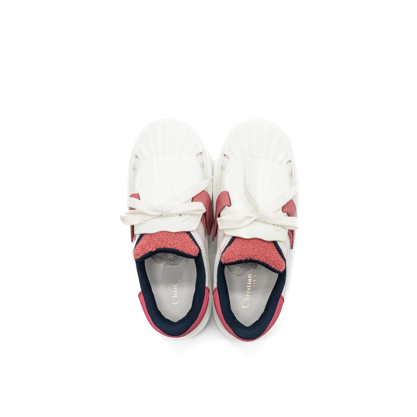 Dior Size 37.5 Dior-ID Sneaker Suede / Fabric White/ Pink