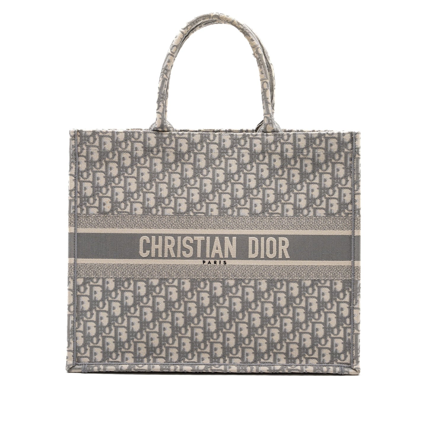 Luxury Dior large book tote Luxury Dior Oblique Embroidery Ecru/ Grey