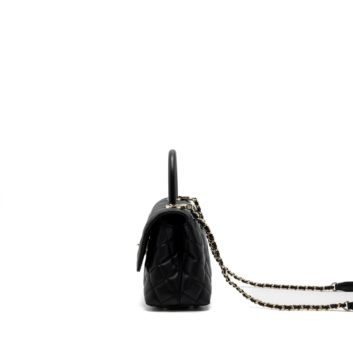 chanel small coco handle caviar black LGHW (microchip)