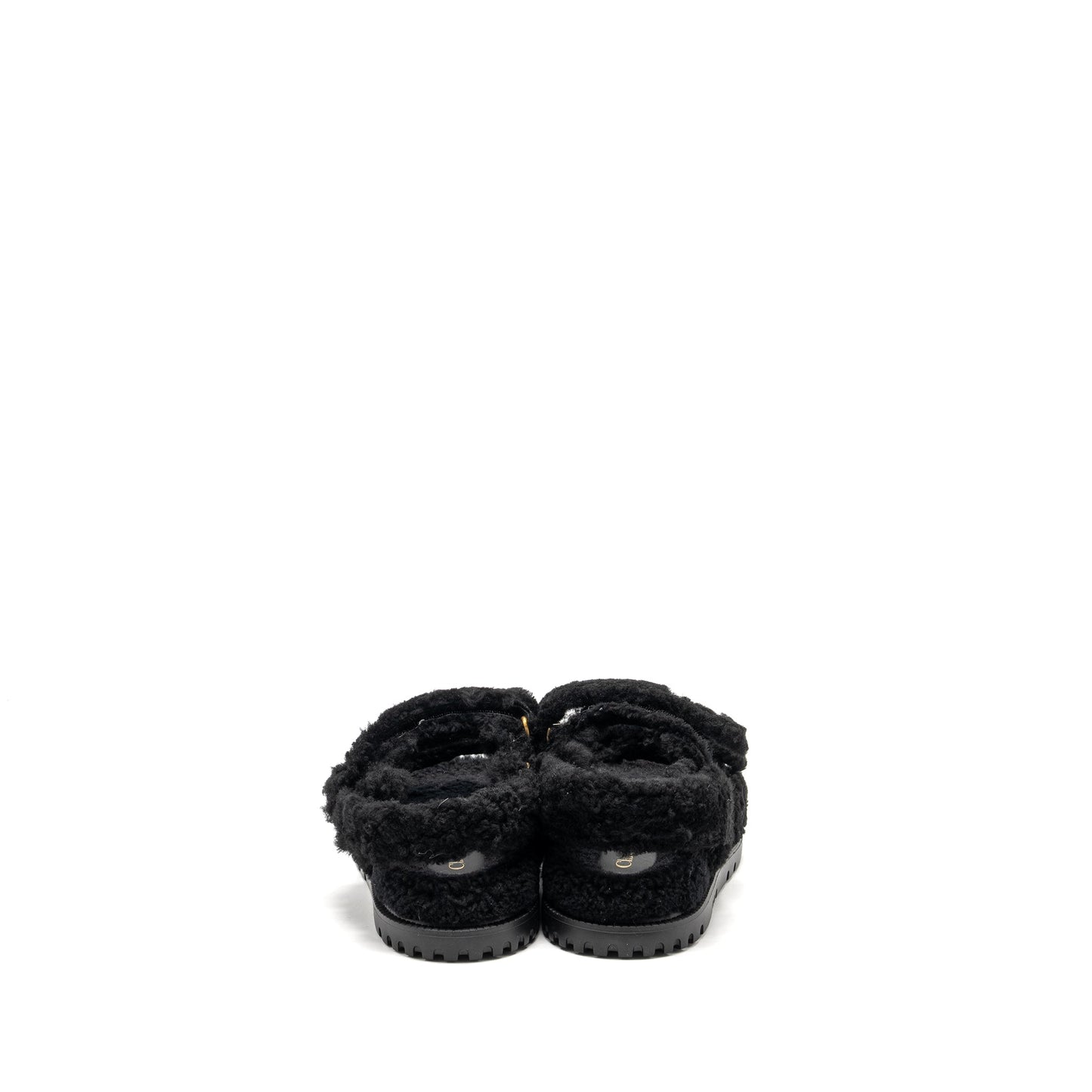 Luxury Dior Size 37 Luxury Dioract Sandal Shearling/Sheepskin Black GHW