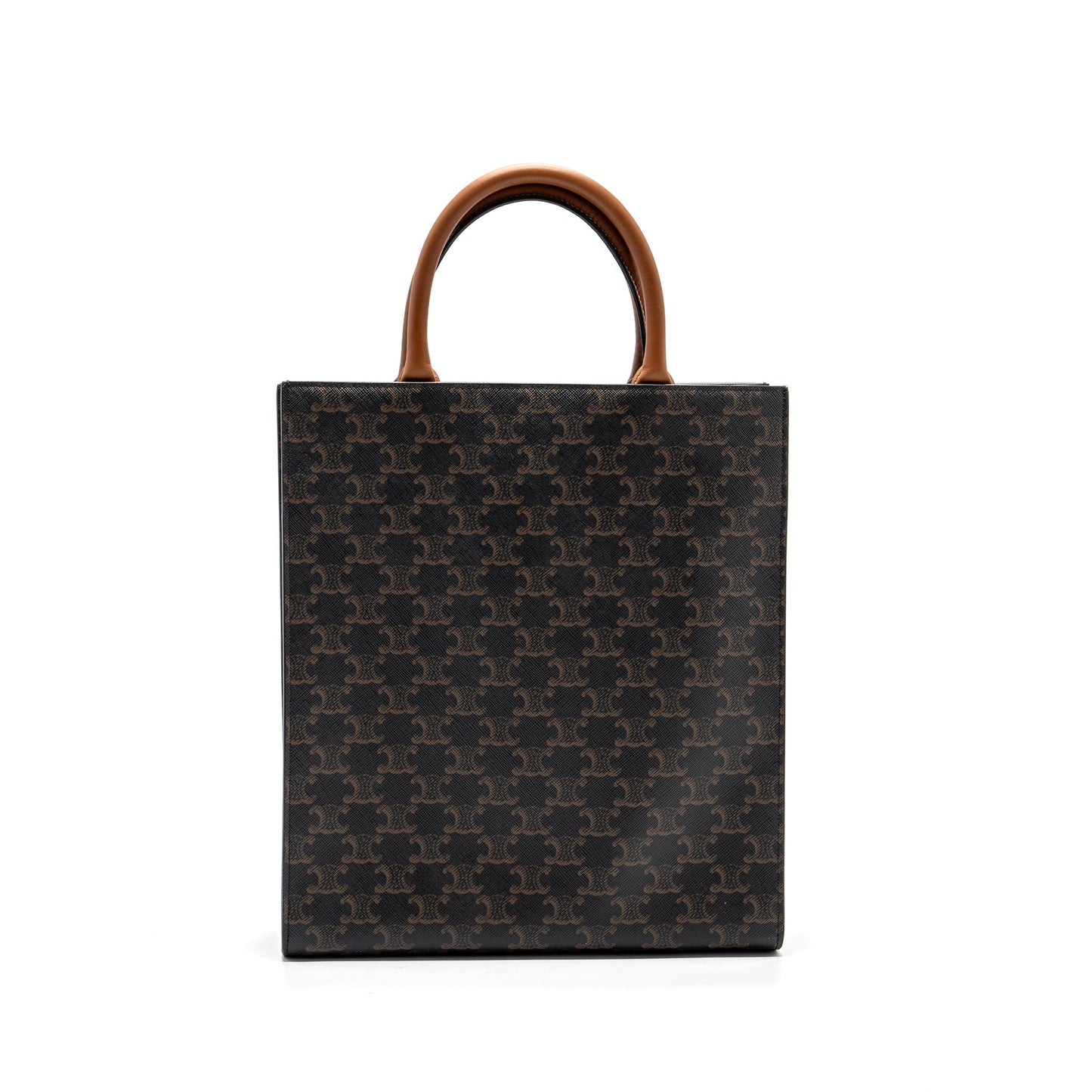 Celine Cabas Vertical in Triomphe Canvas and Calfskin tan GHW