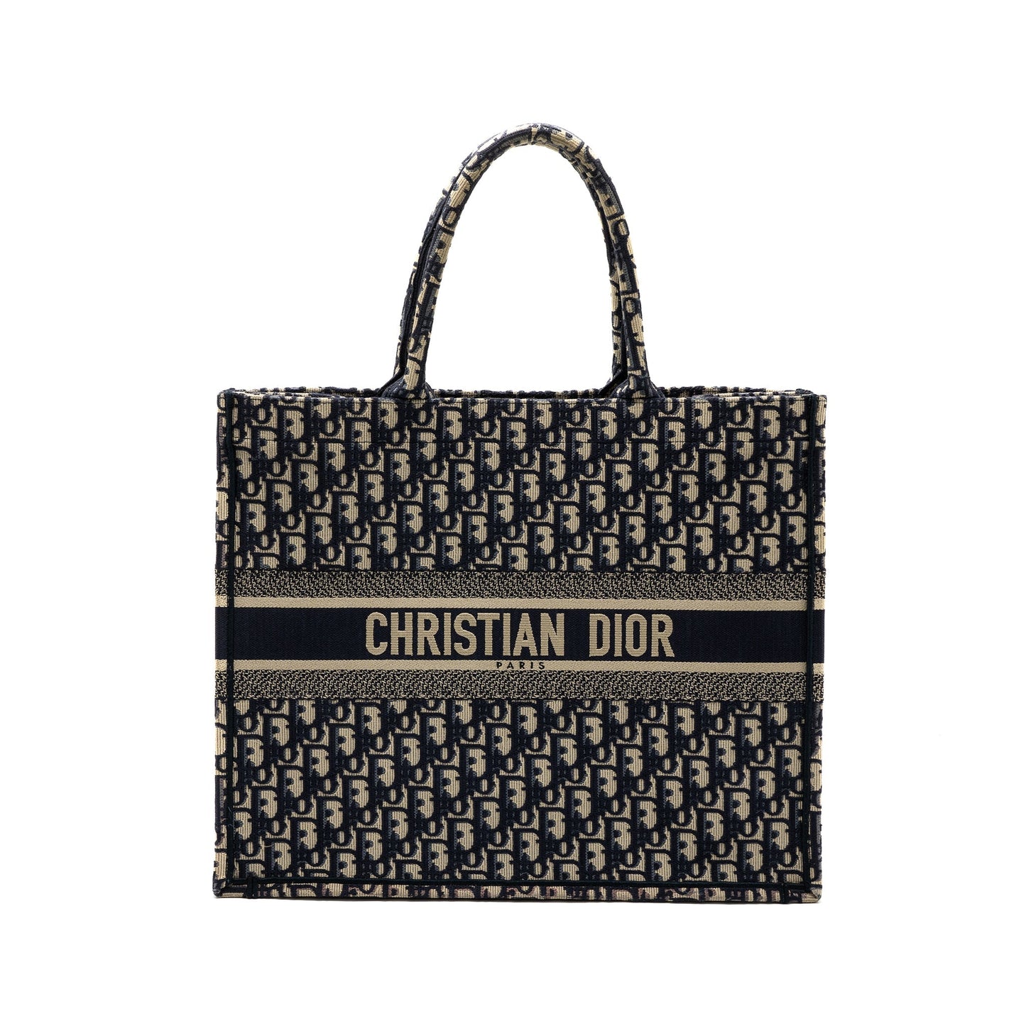 Luxury Dior Large Book Tote Blue Luxury Dior Oblique Embroidery