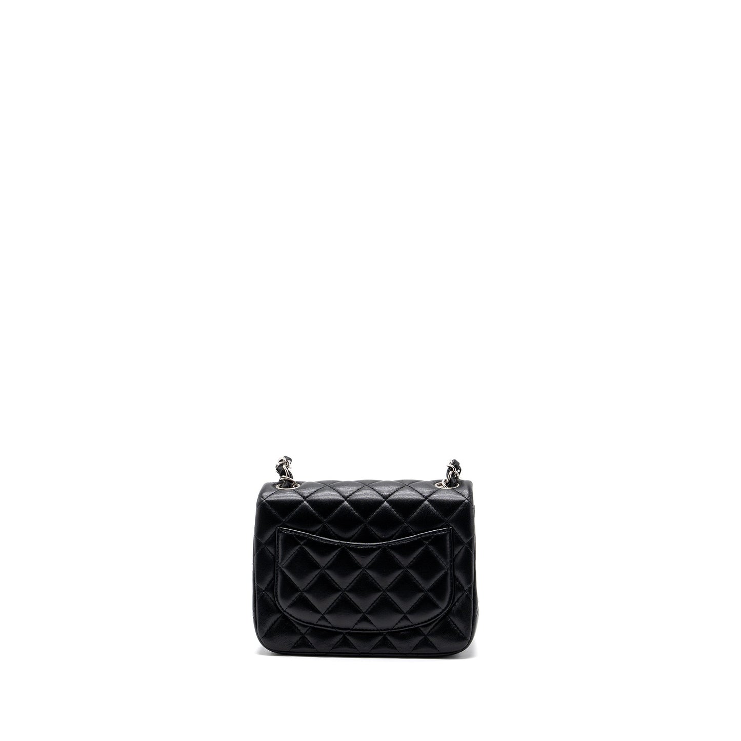 Chanel mini square flap bag lambskin black SHW