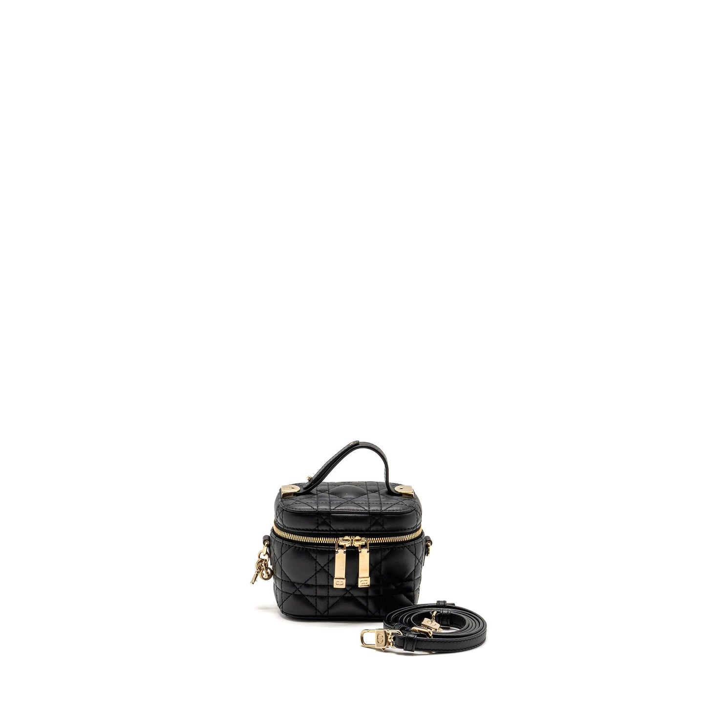 Luxury Dior Micro Lady Luxury Dior Vanity Case Bag Cannage Lambskin Black LGHW