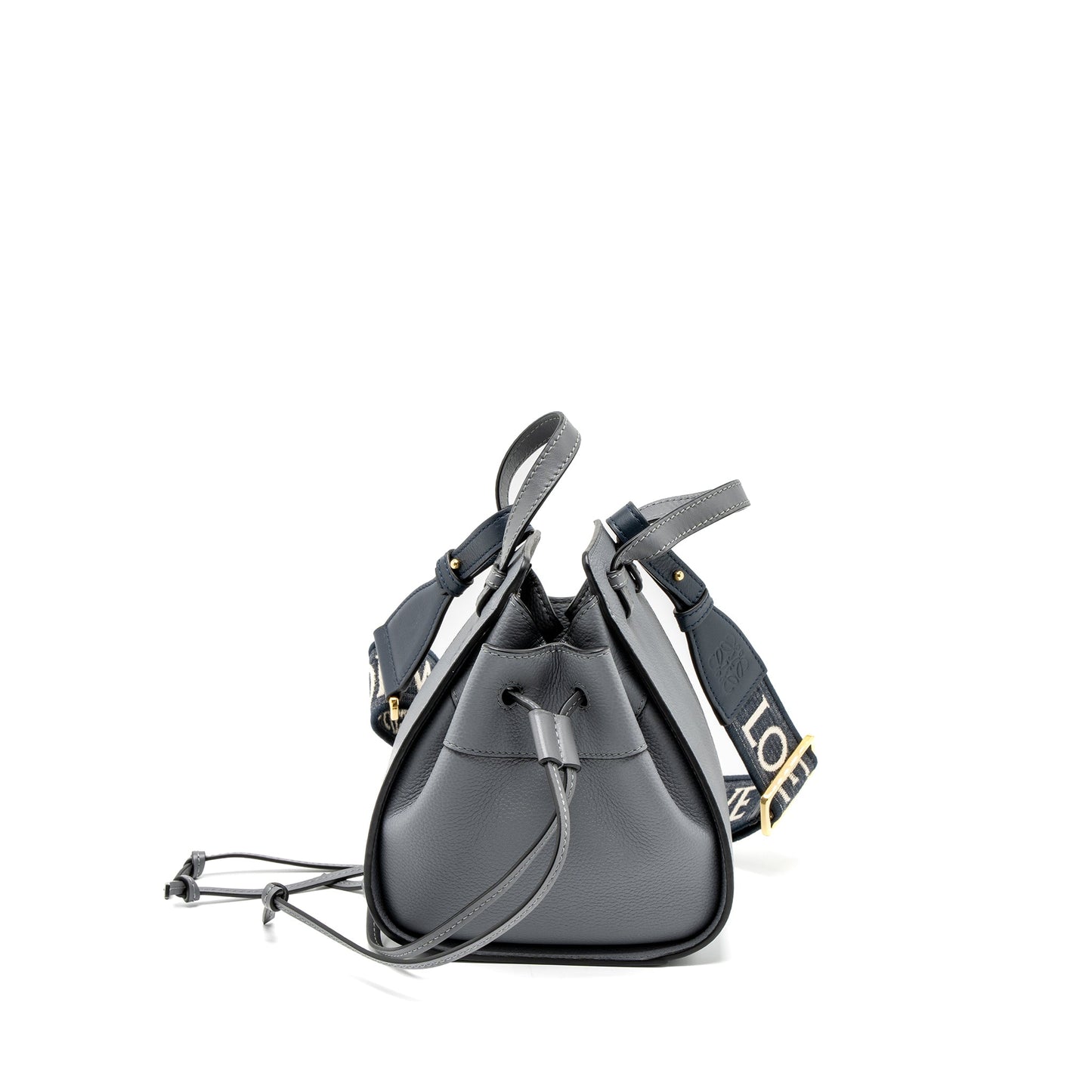 Loewe Mini Hammock Drawstring in Soft Grained Calfskin Asphalt Grey GHW
