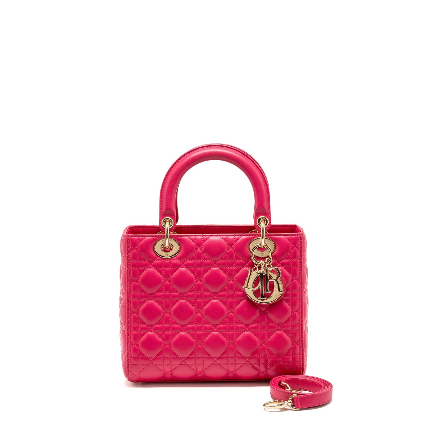 Luxury Dior Medium Lady Luxury Dior Lambskin Pink LGHW